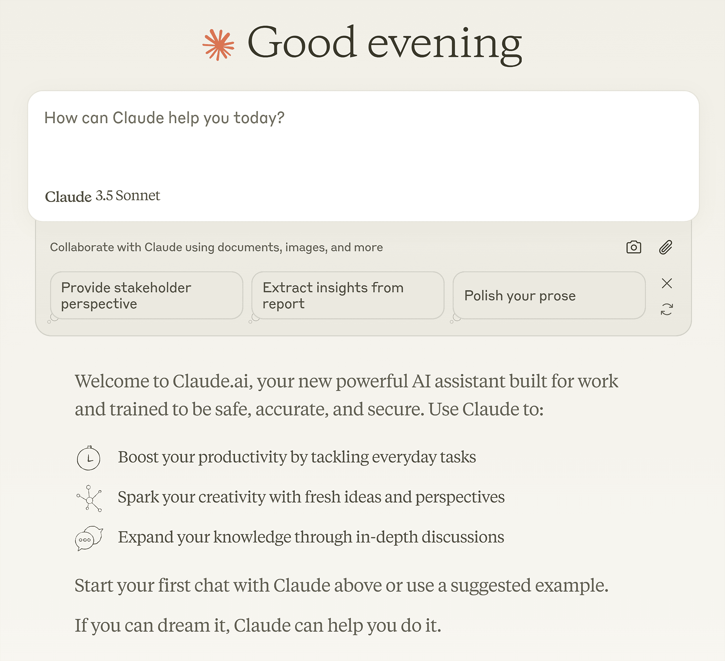 Claude – Start page