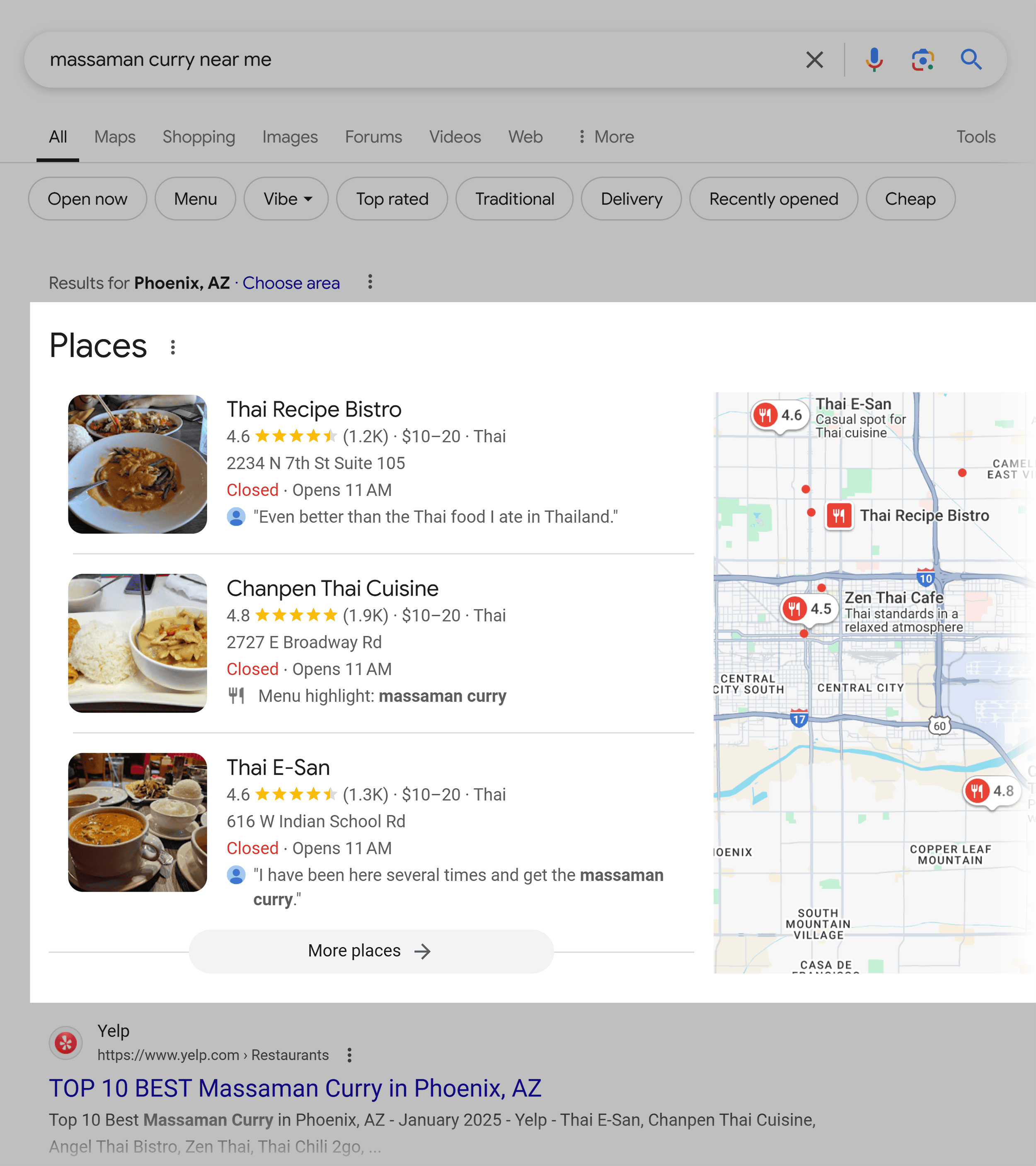 Google SERP – Massamn curry near me