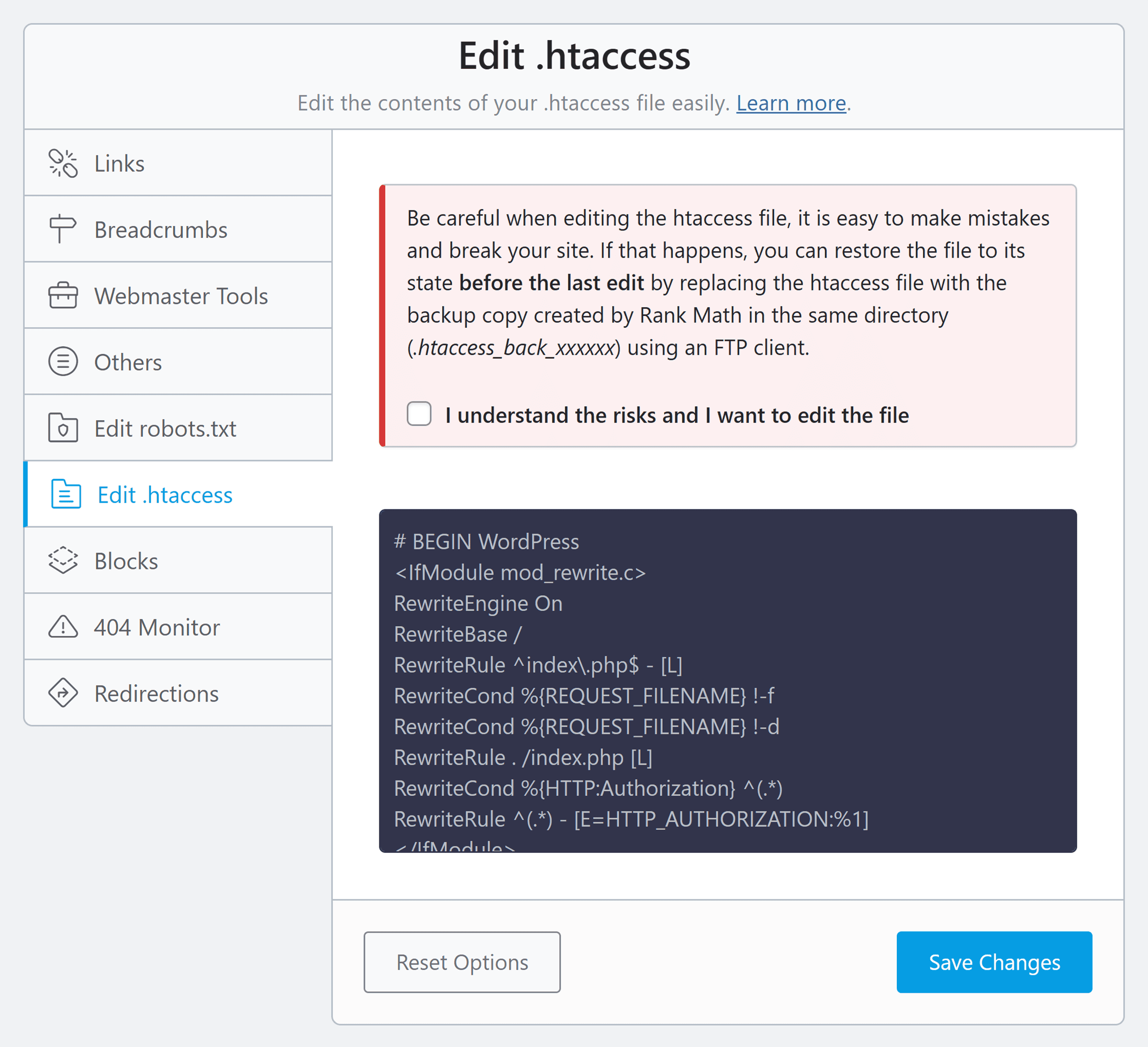 Rank Math – htaccess