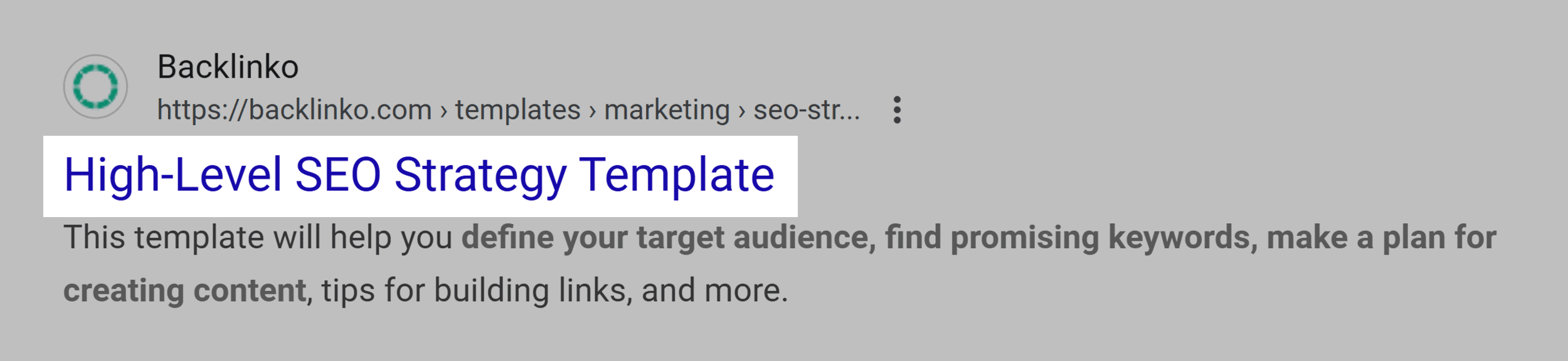 Backlinko – SEO strategy template