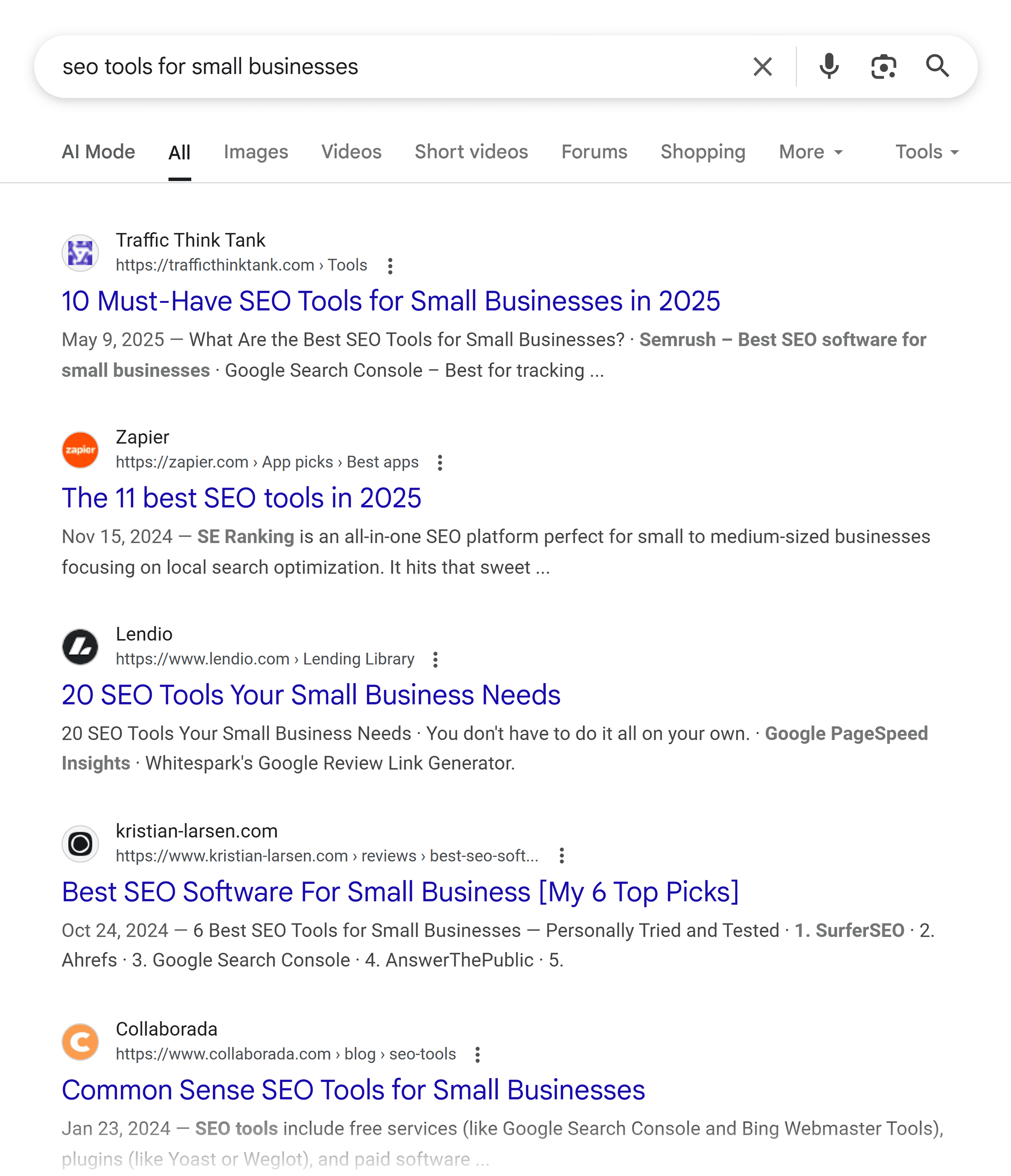 Google SERP – SEO tools for small businesses Google SERP – SEO tools for small businesses