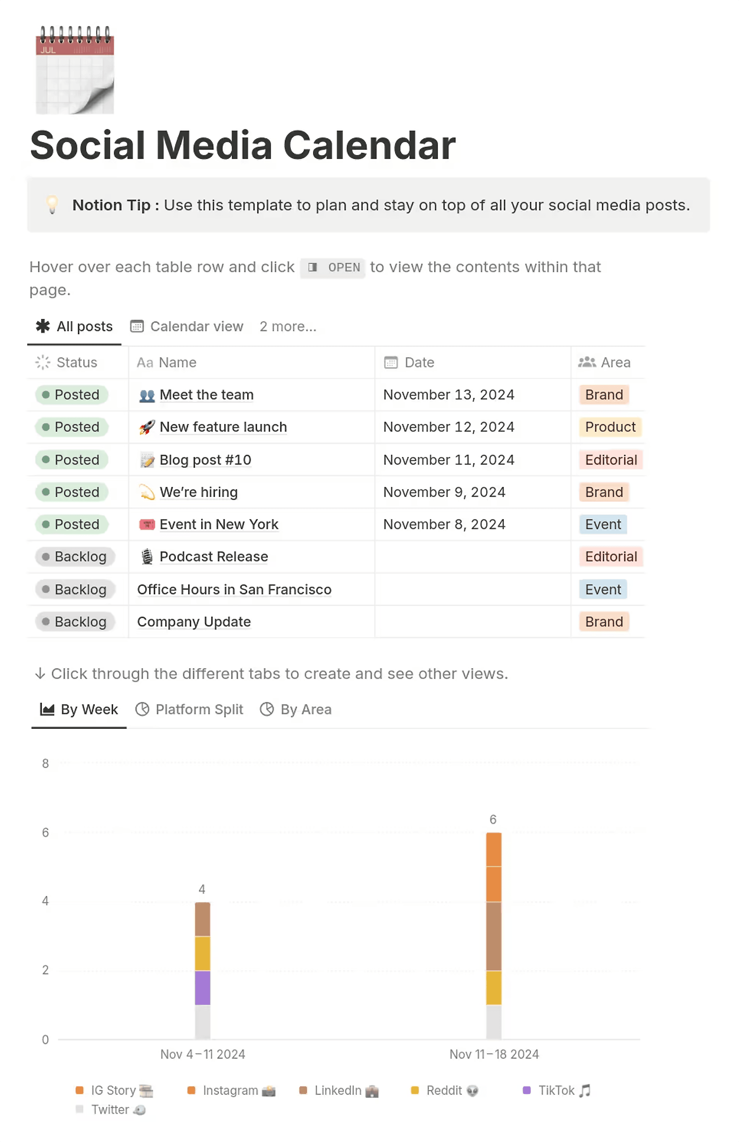 Notion – Social Media Calendar Notion – Social Media Calendar