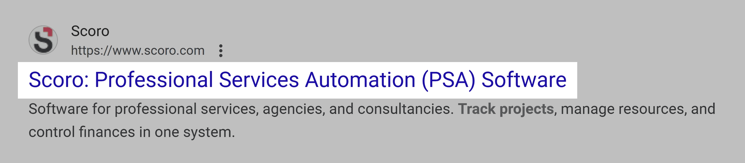 Scoro – Google result from tenth page