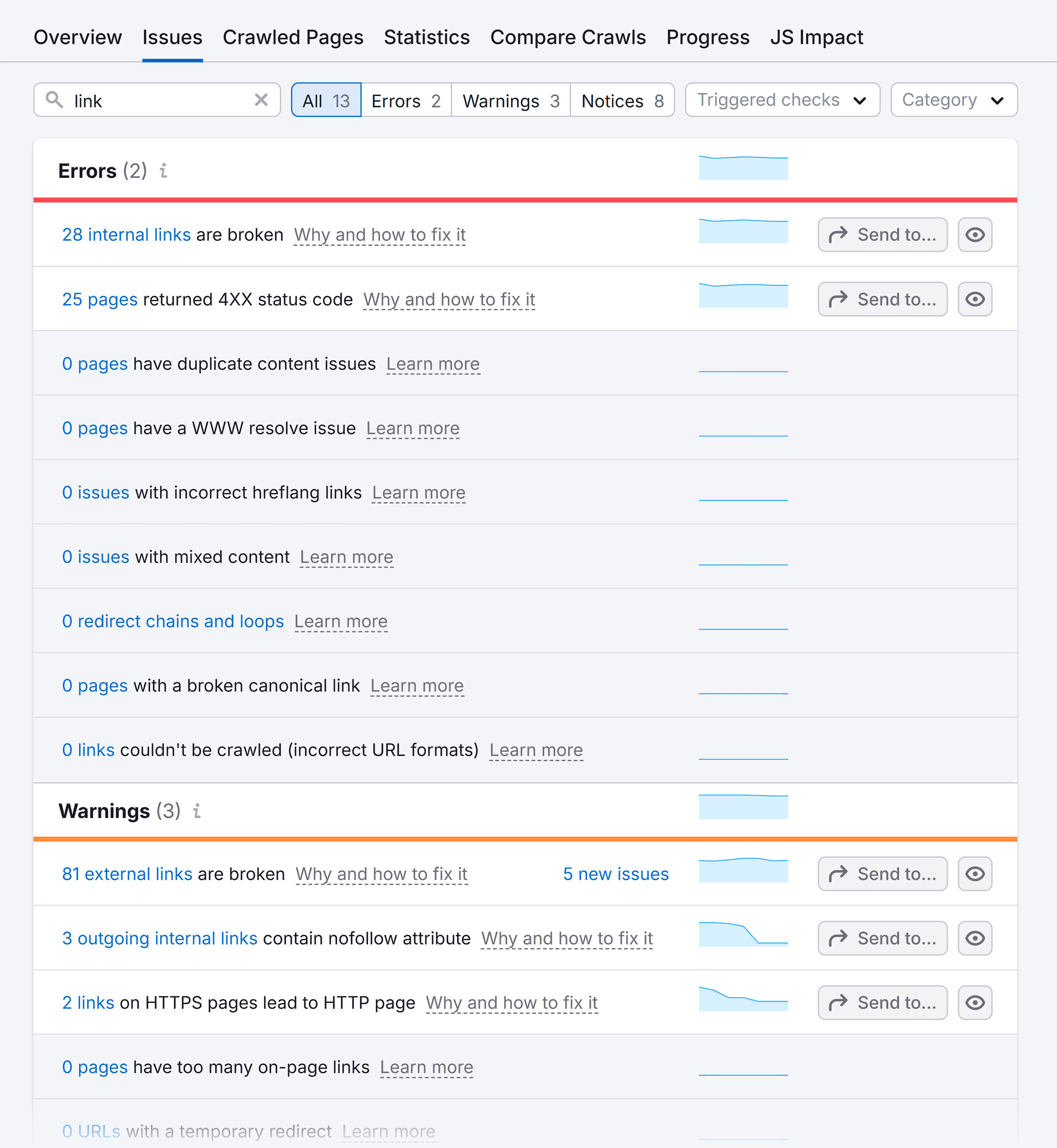 Site Audit – Backlinko – Issues – Link