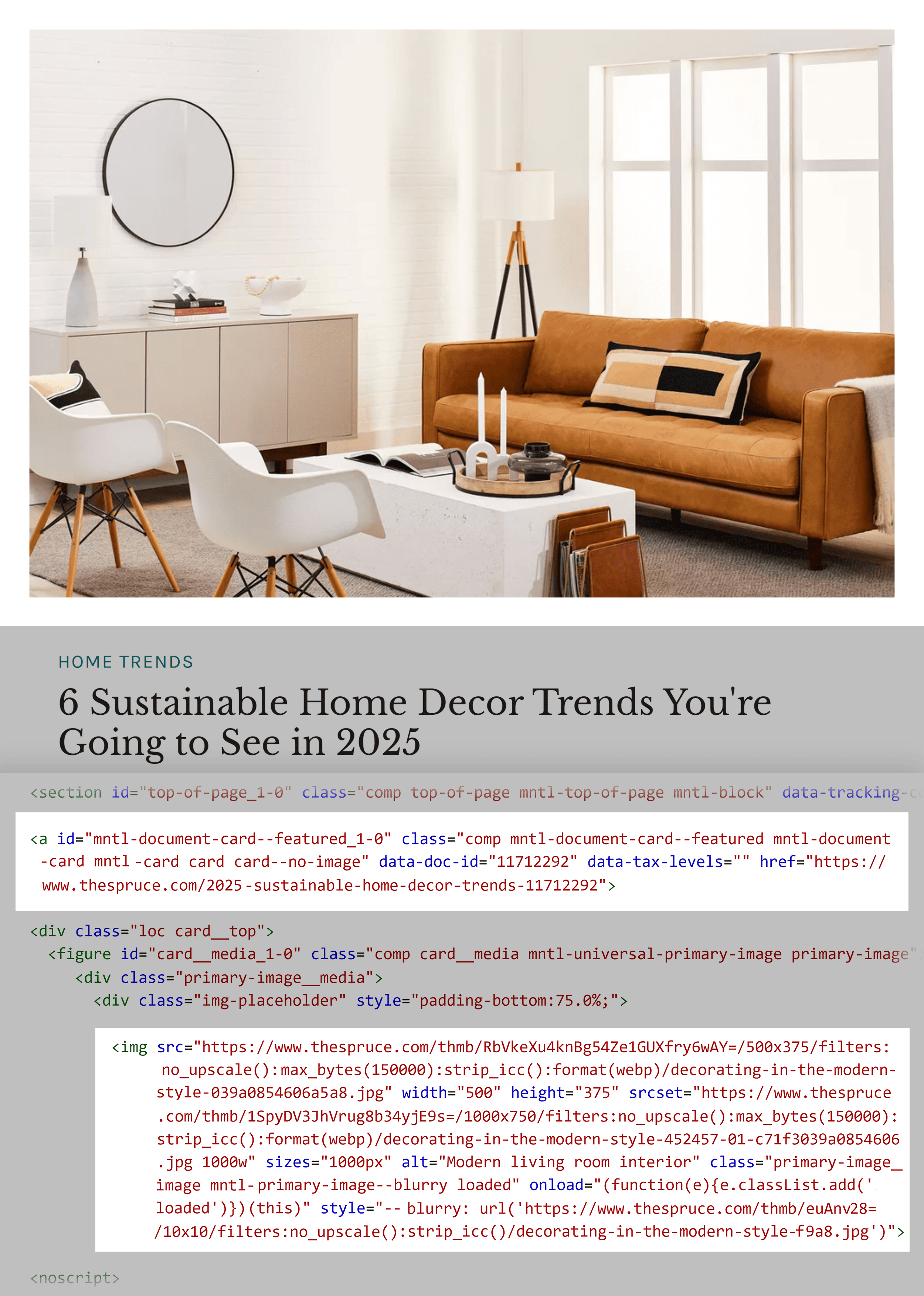 The Spruce – Clickable image on the homepage