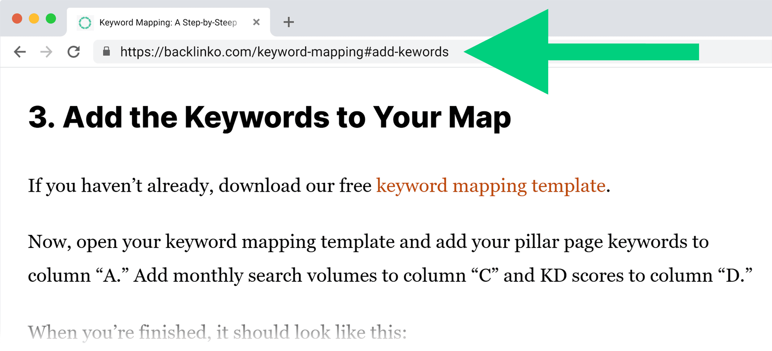 Updated URL in the address bar