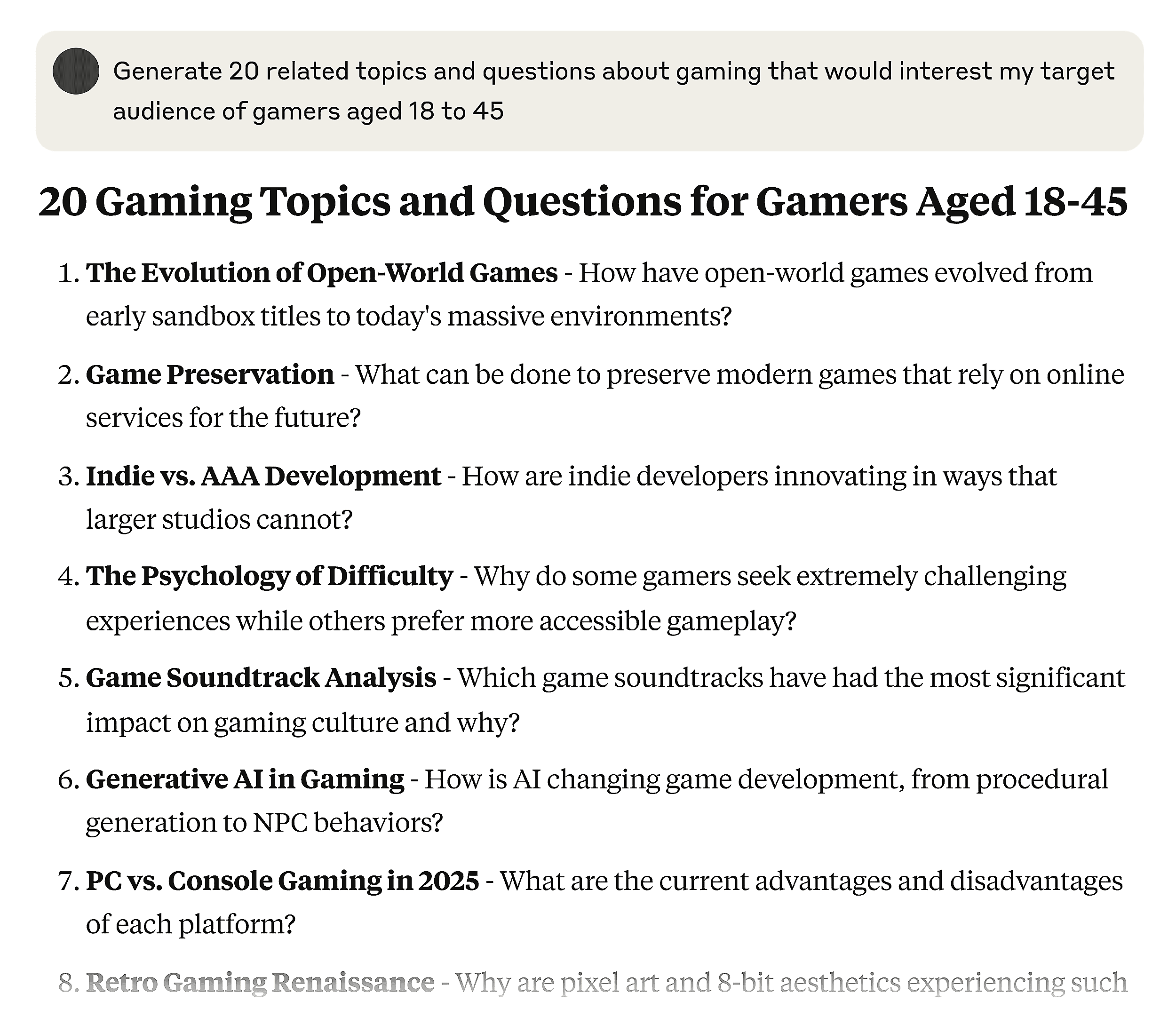 Claude – Gaming Topics