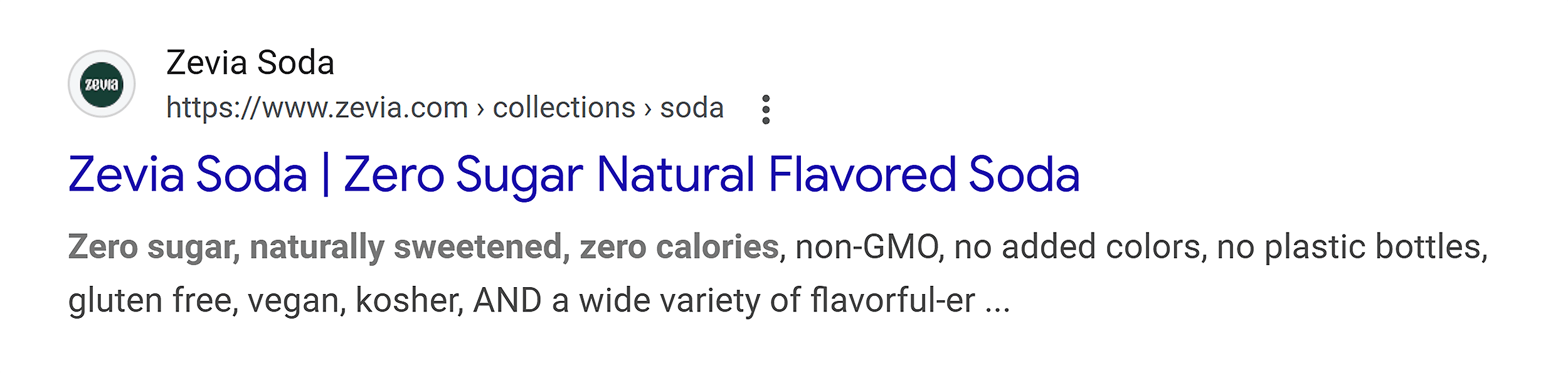 Google SERP – Healthy soda