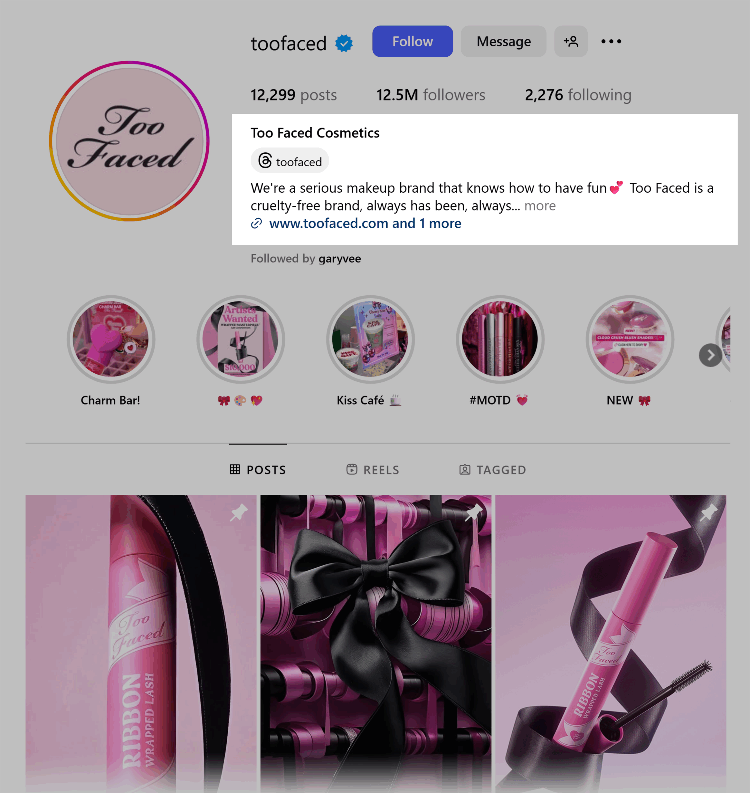 Instagram – Too Faced – 个人简介 Instagram – Too Faced – Bio
