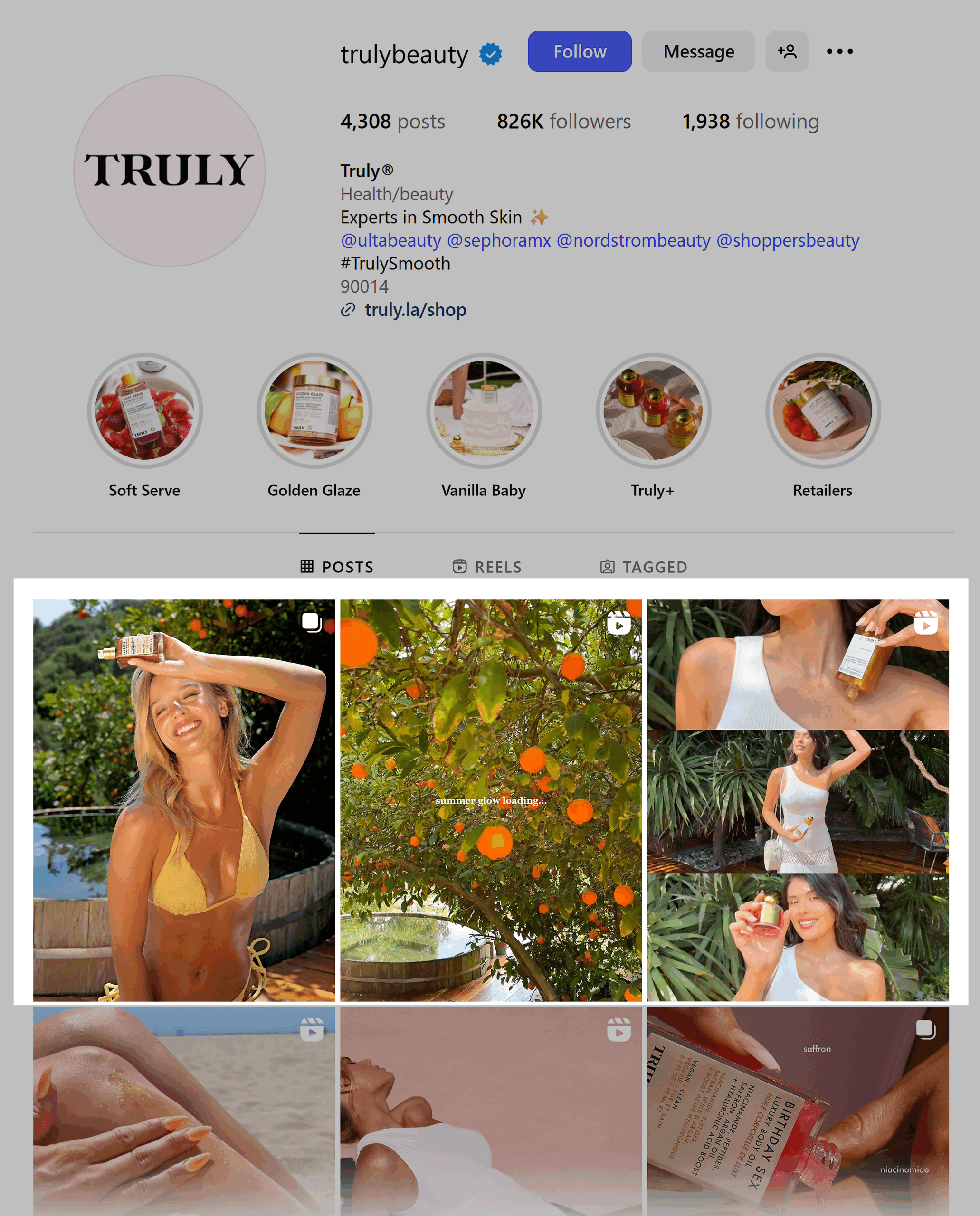 Instagram – 真正的美丽 – 没有置顶帖子 Instagram – Truly Beauty – No pinned posts