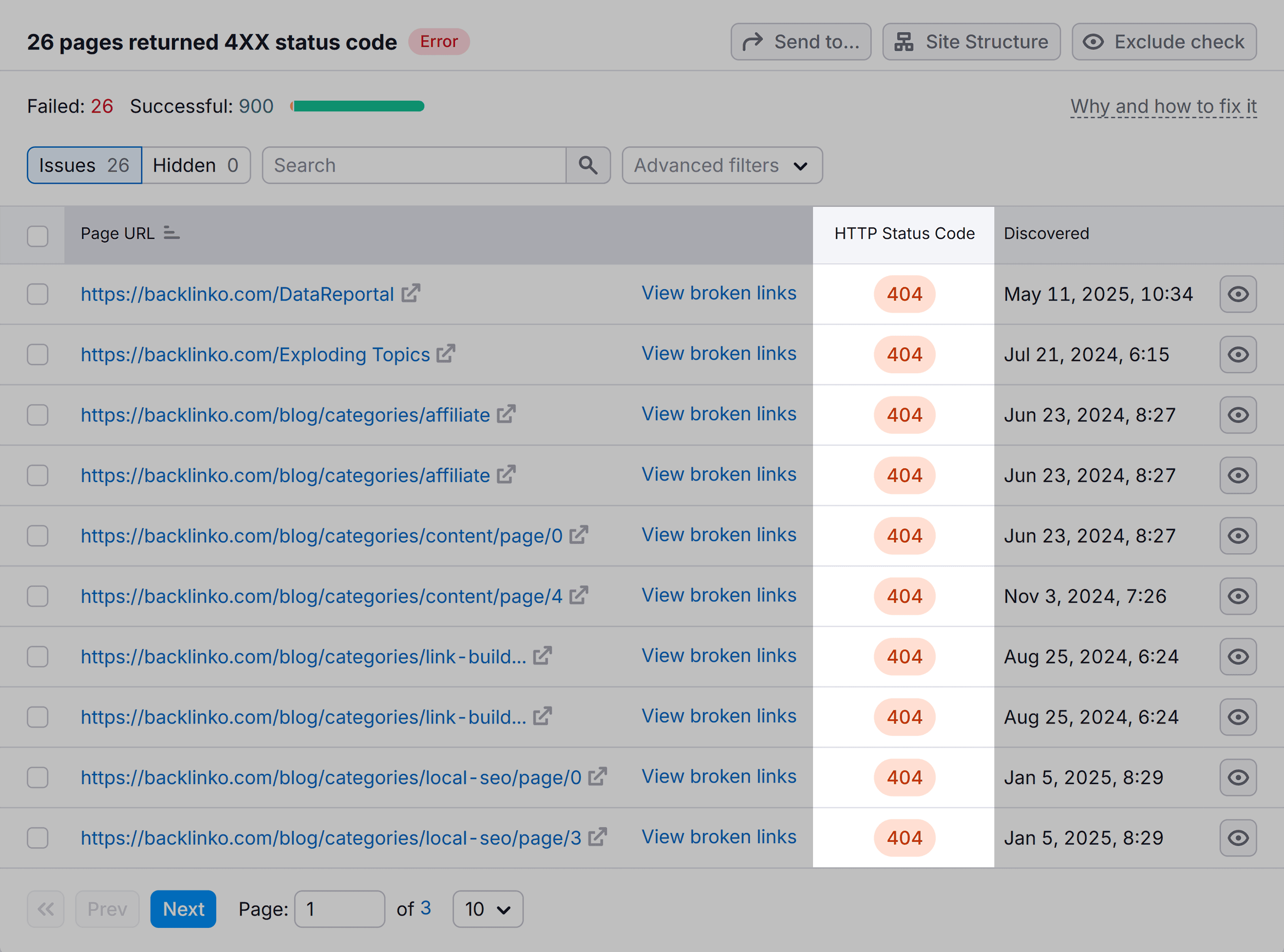 Site Audit – Backlinko – HTTPS Status Codes