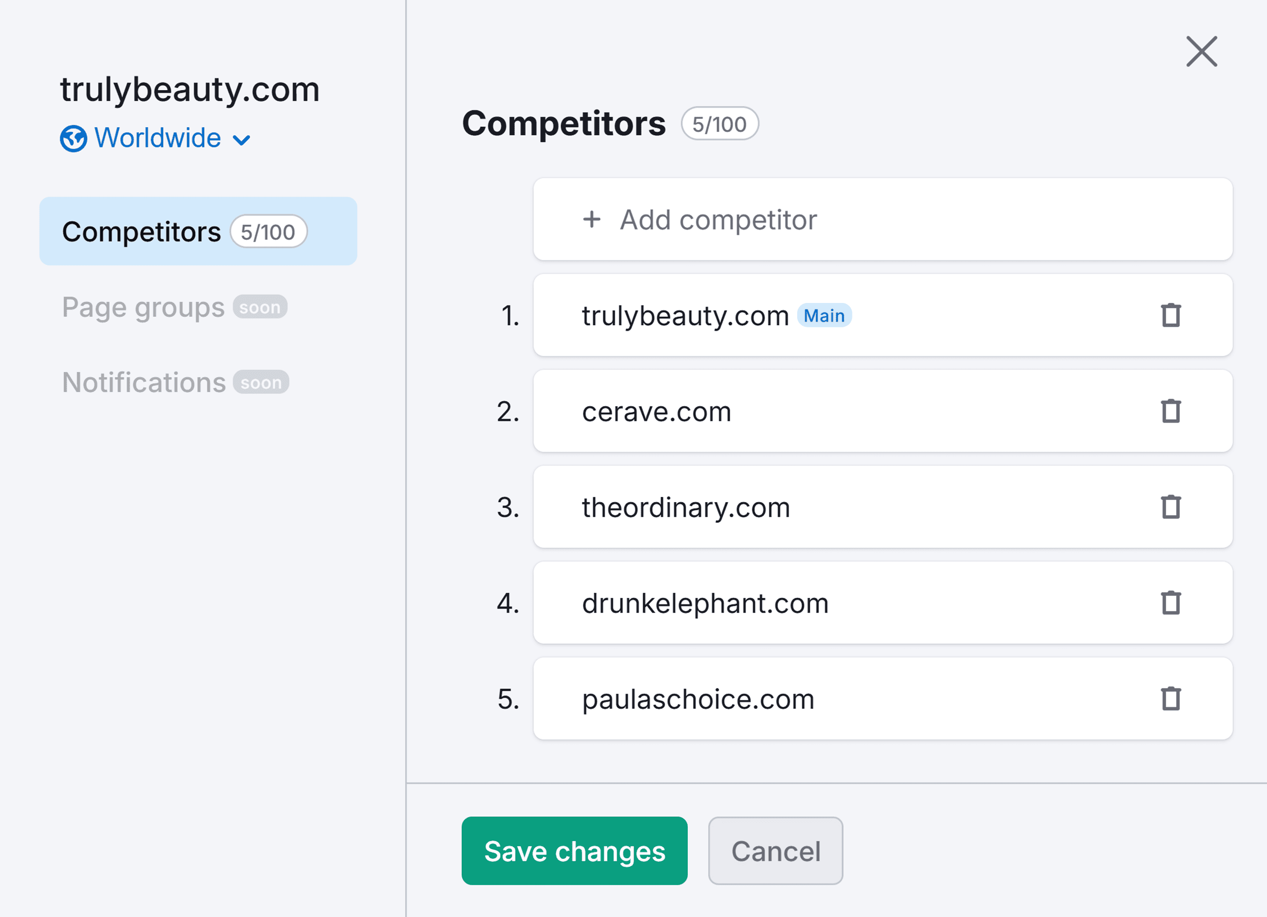 流量分析 – 真美 – 竞争对手 Traffic Analytics – Truly Beauty – Competitors