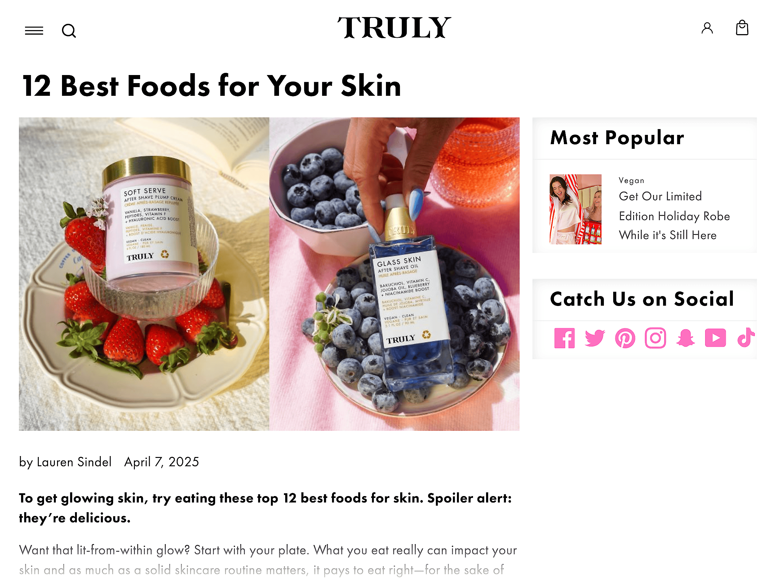 真美 – 博客 – 最佳护肤食品 Truly Beauty – Blog – Best foods for skin