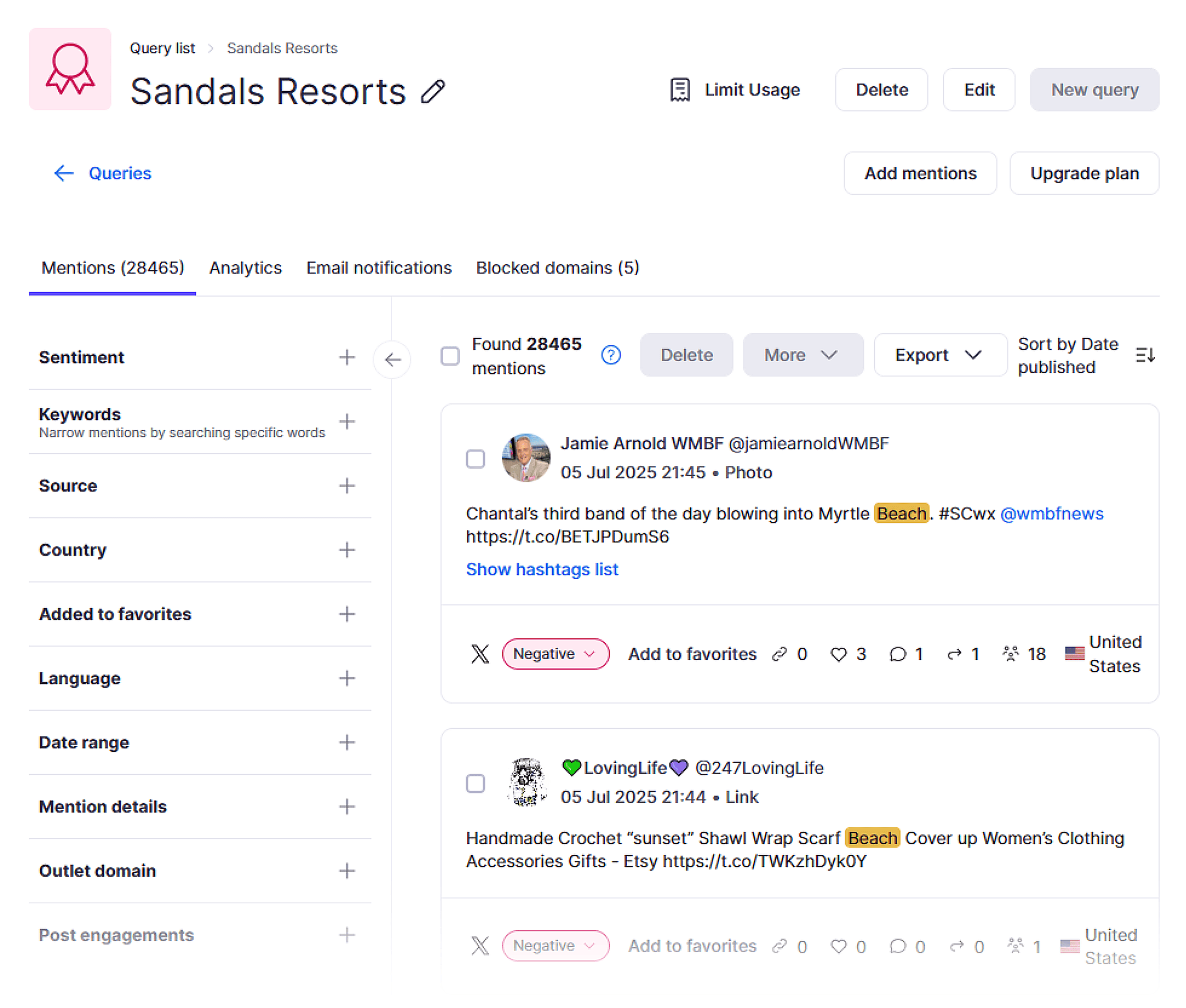 Brand Monitoring – Sandals Resorts