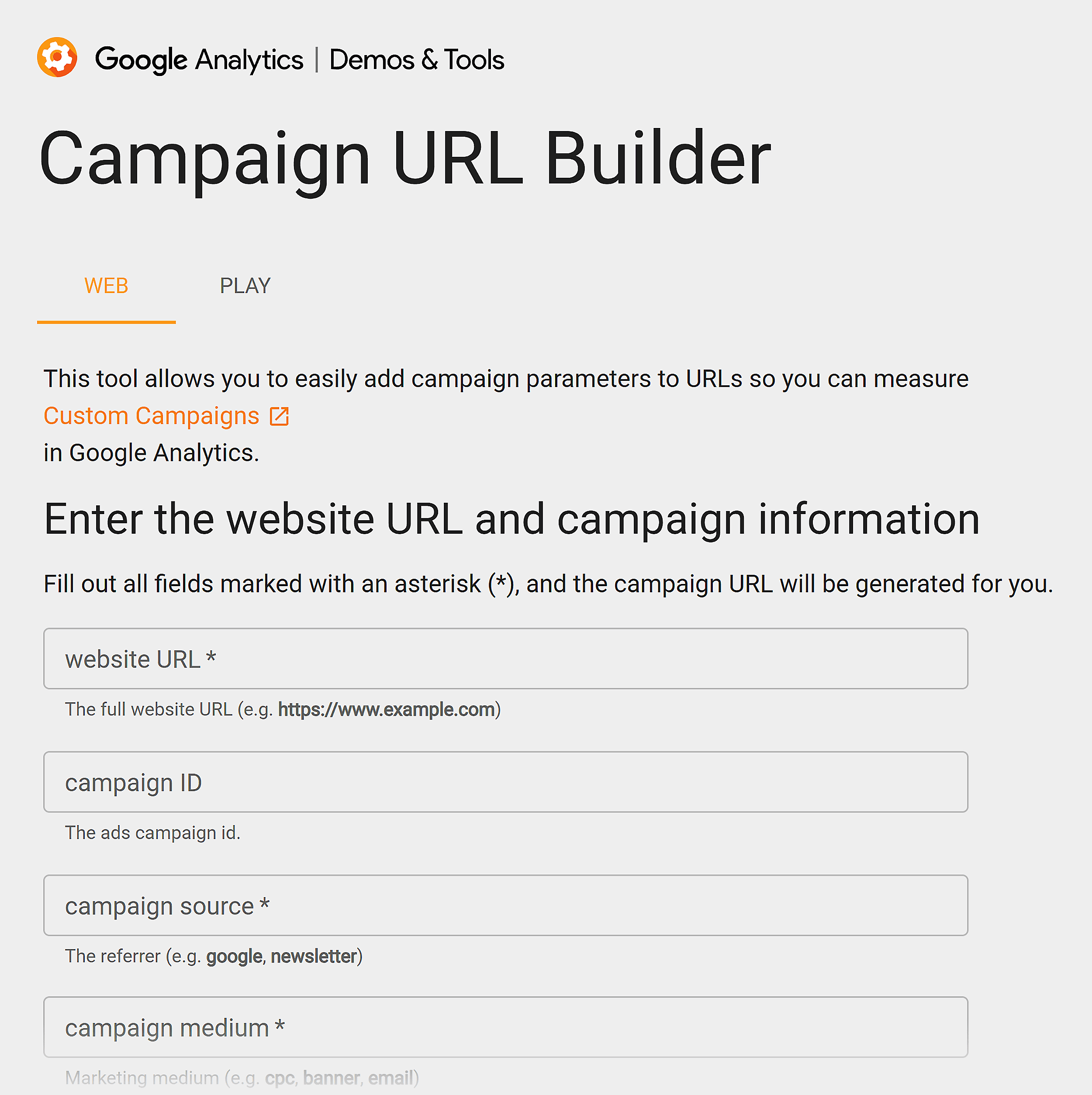 广告活动 URL 生成器 Campaign URL Builder