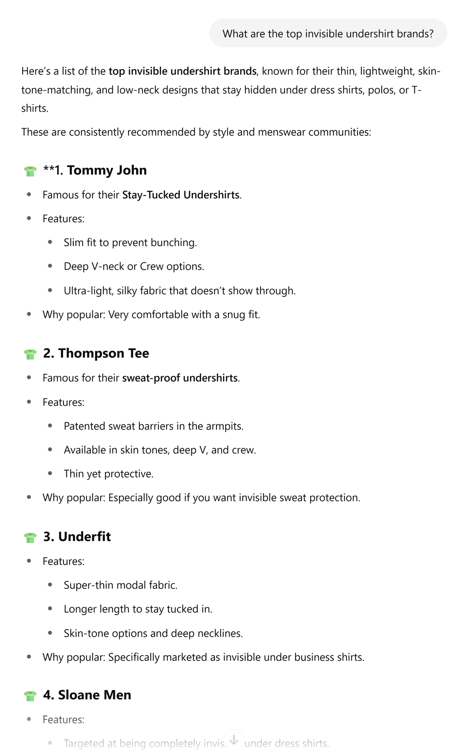 ChatGPT – Brands mentioned in AI response ChatGPT – Brands mentioned in AI response