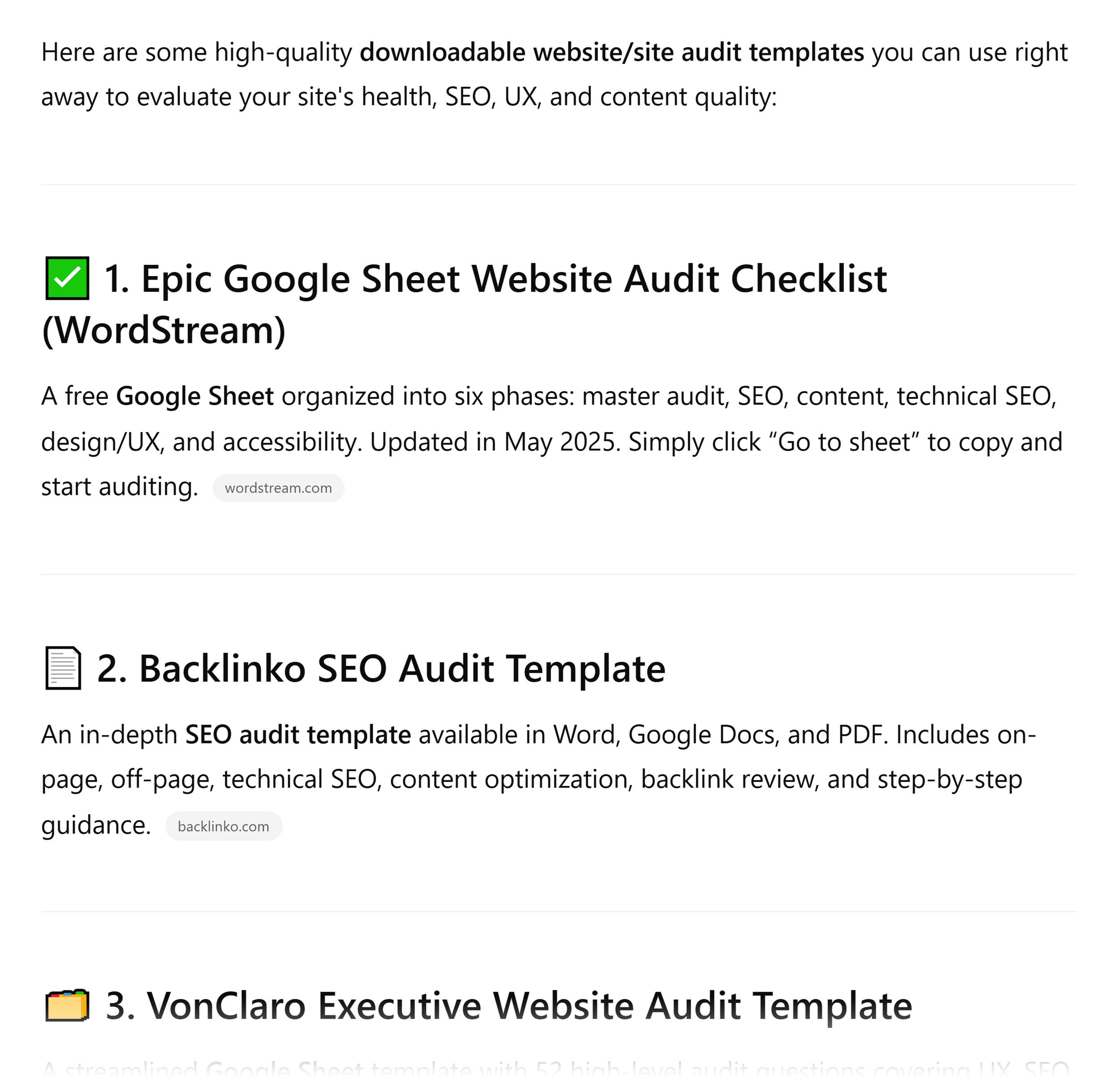 ChatGPT – Site audit template