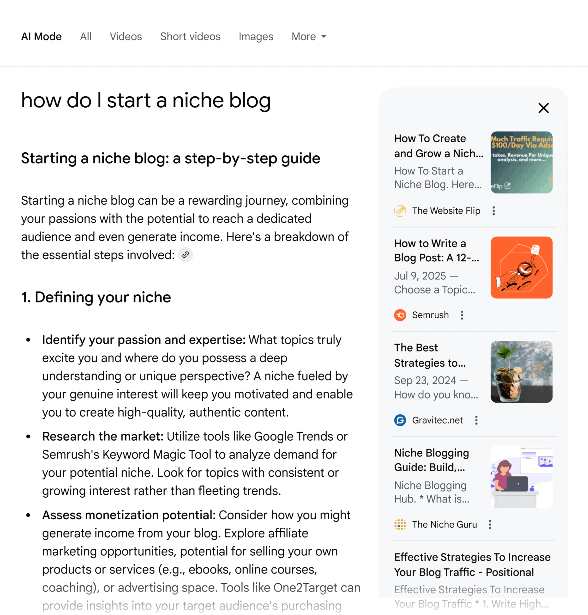 Google Search – AI Mode – How do I start a niche blog Google Search – AI Mode – How do I start a niche blog