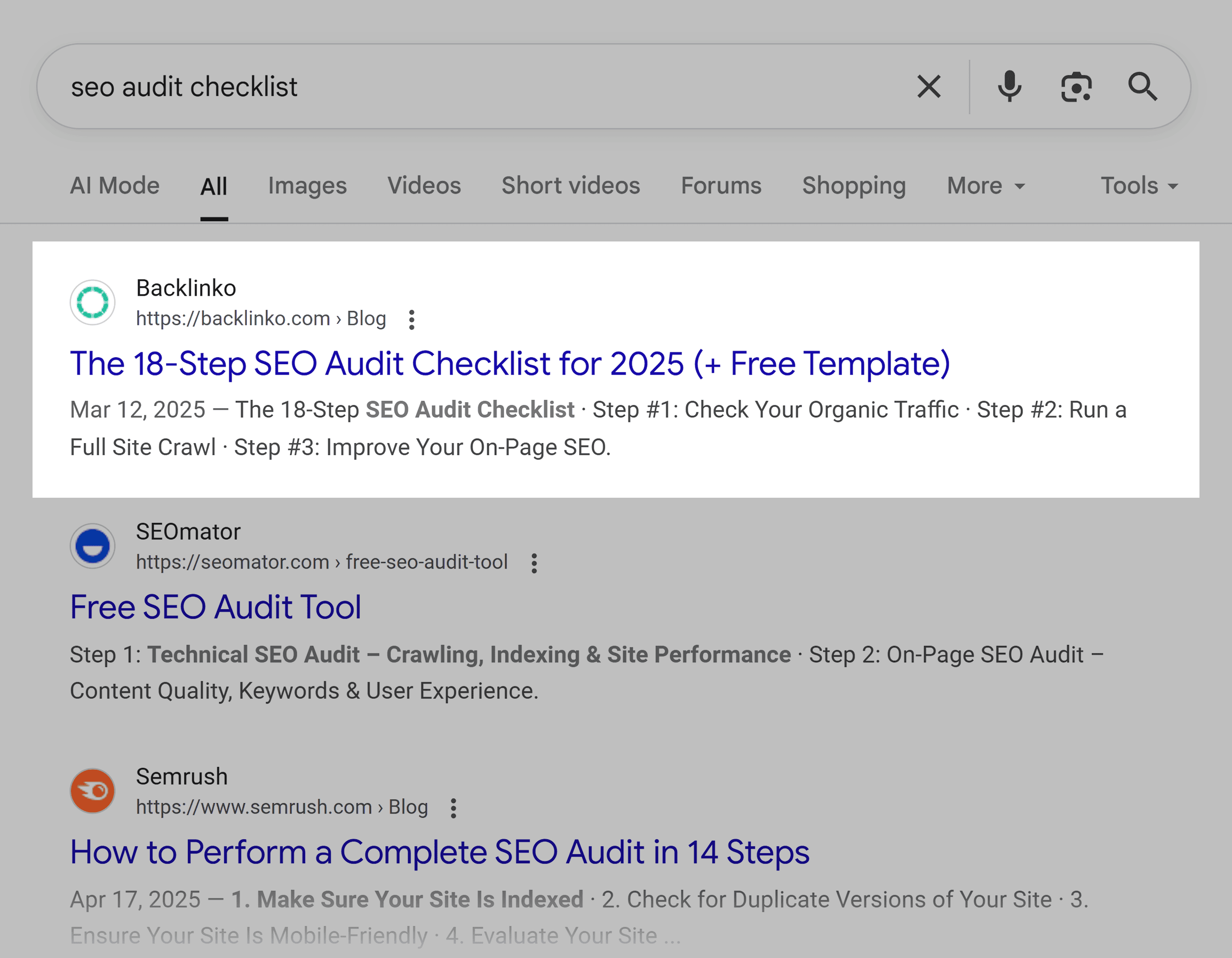 Google SERP – SEO 审核清单 Google SERP – SEO Audit Checklist