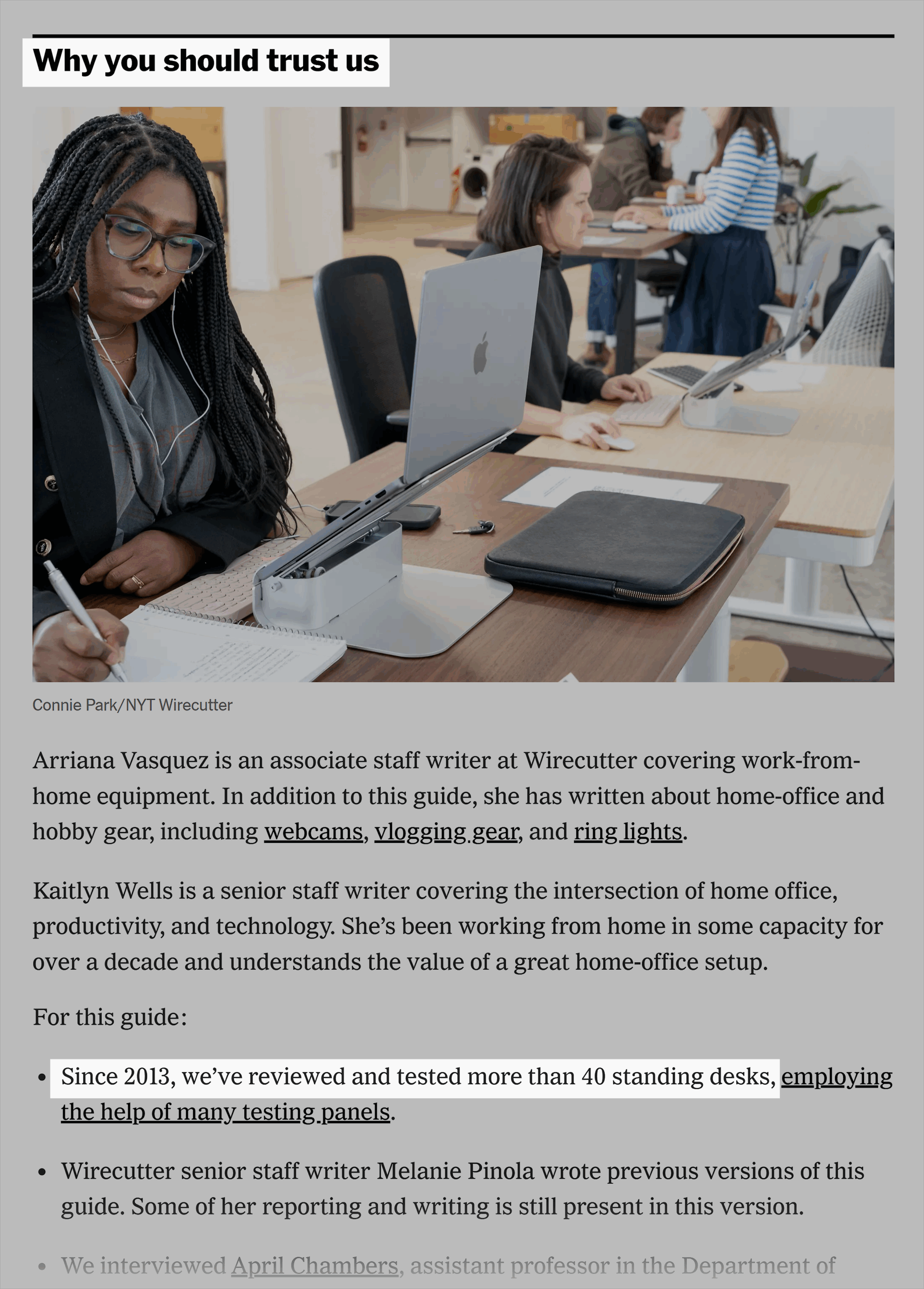 NY Times – Wirecutter – Desk review NY Times – Wirecutter – Desk review