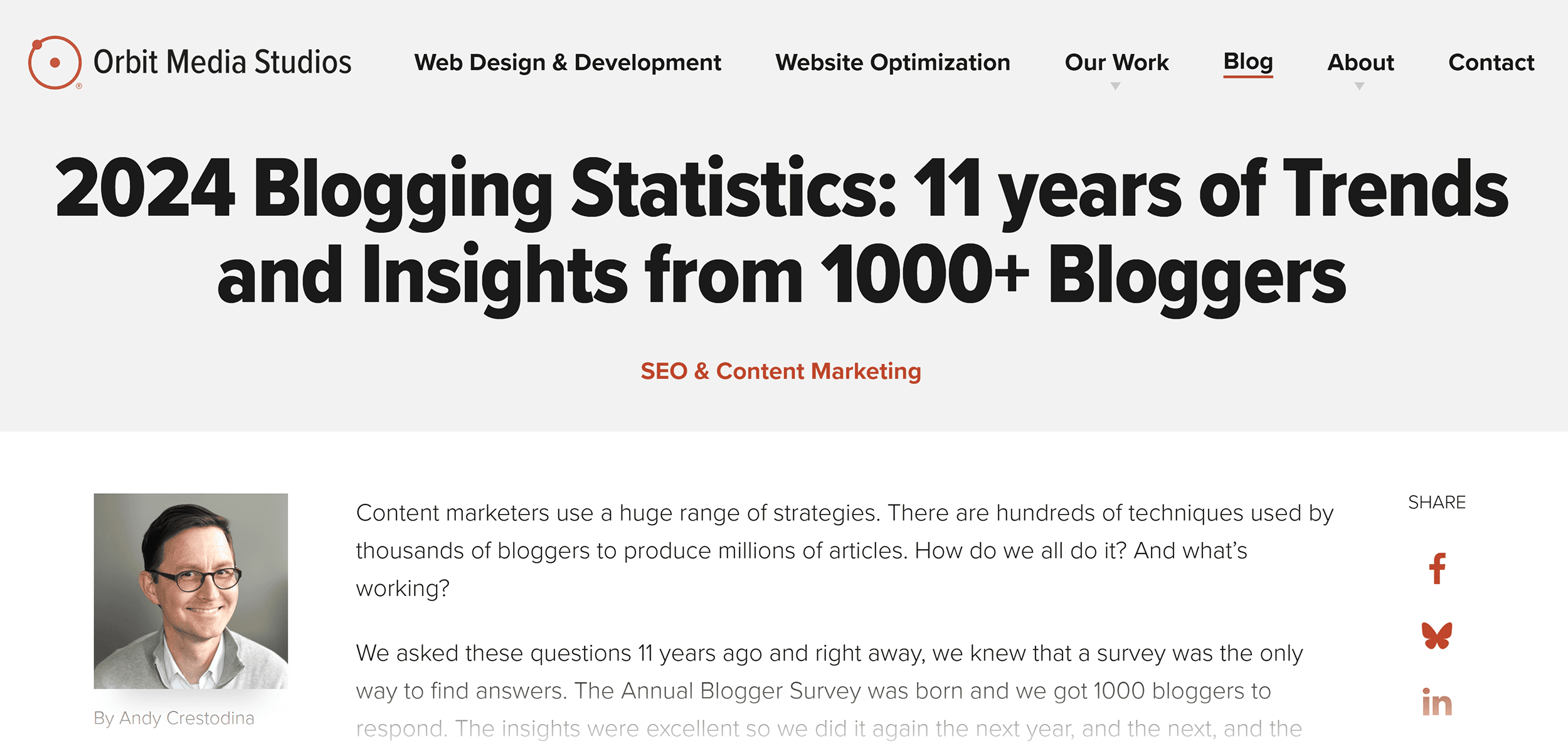 Orbit Media Studios – 博客统计 Orbit Media Studios – Blogging Statistics