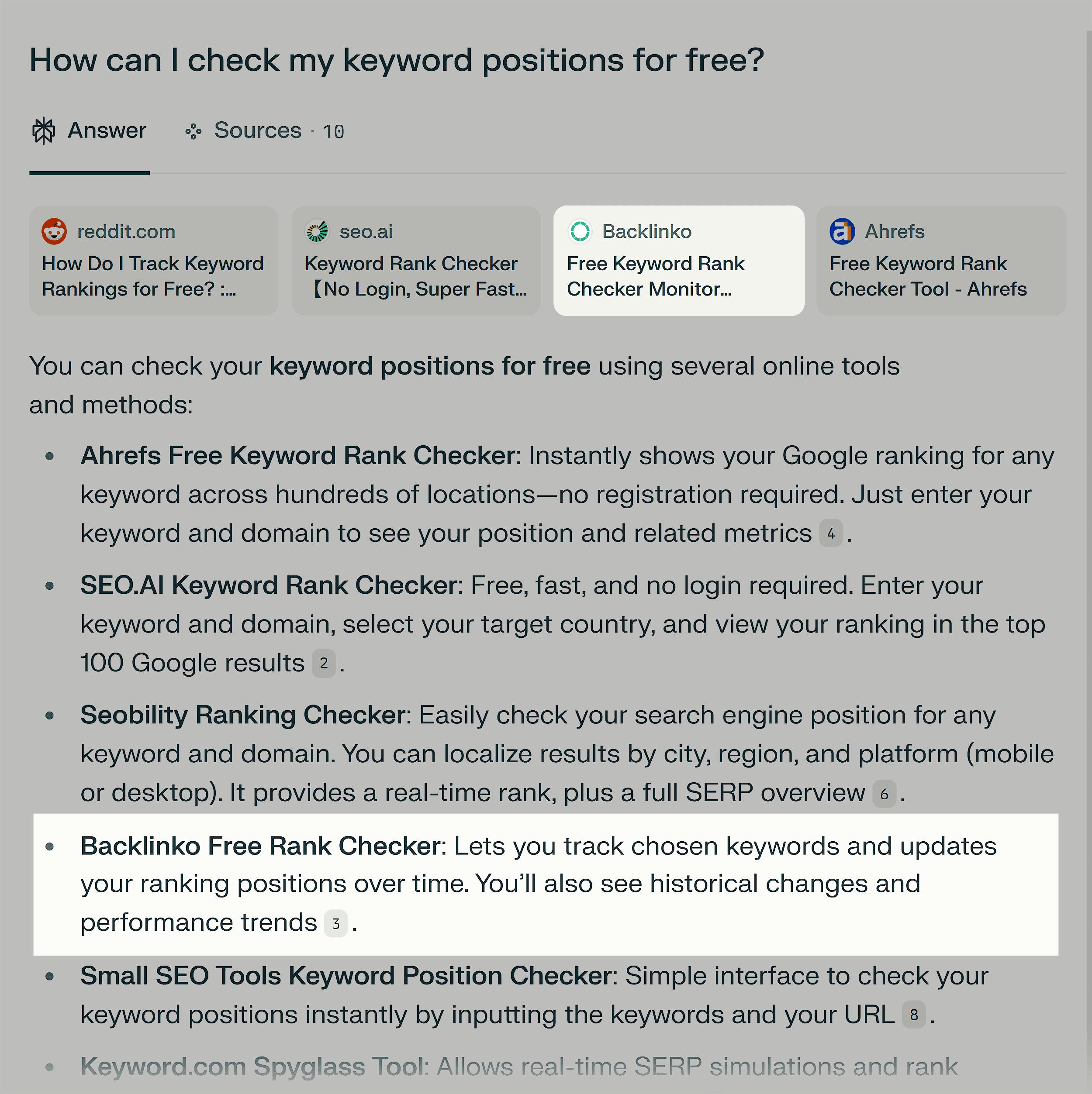 Perplexity – Check keyword positions for free Perplexity – Check keyword positions for free