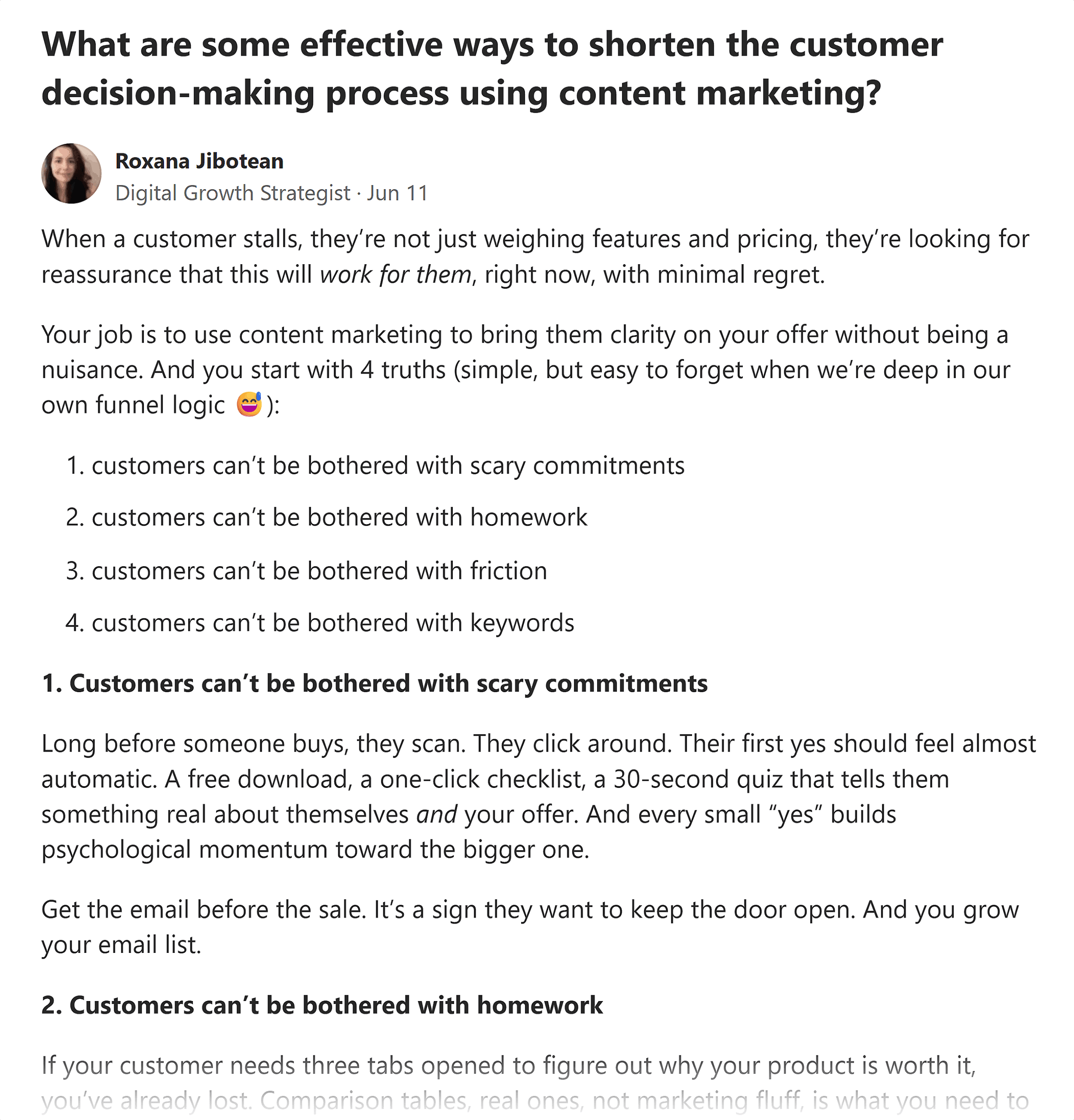 Quora – Clear headlines, subheads & bullet points Quora – Clear headlines, subheads & bullet points