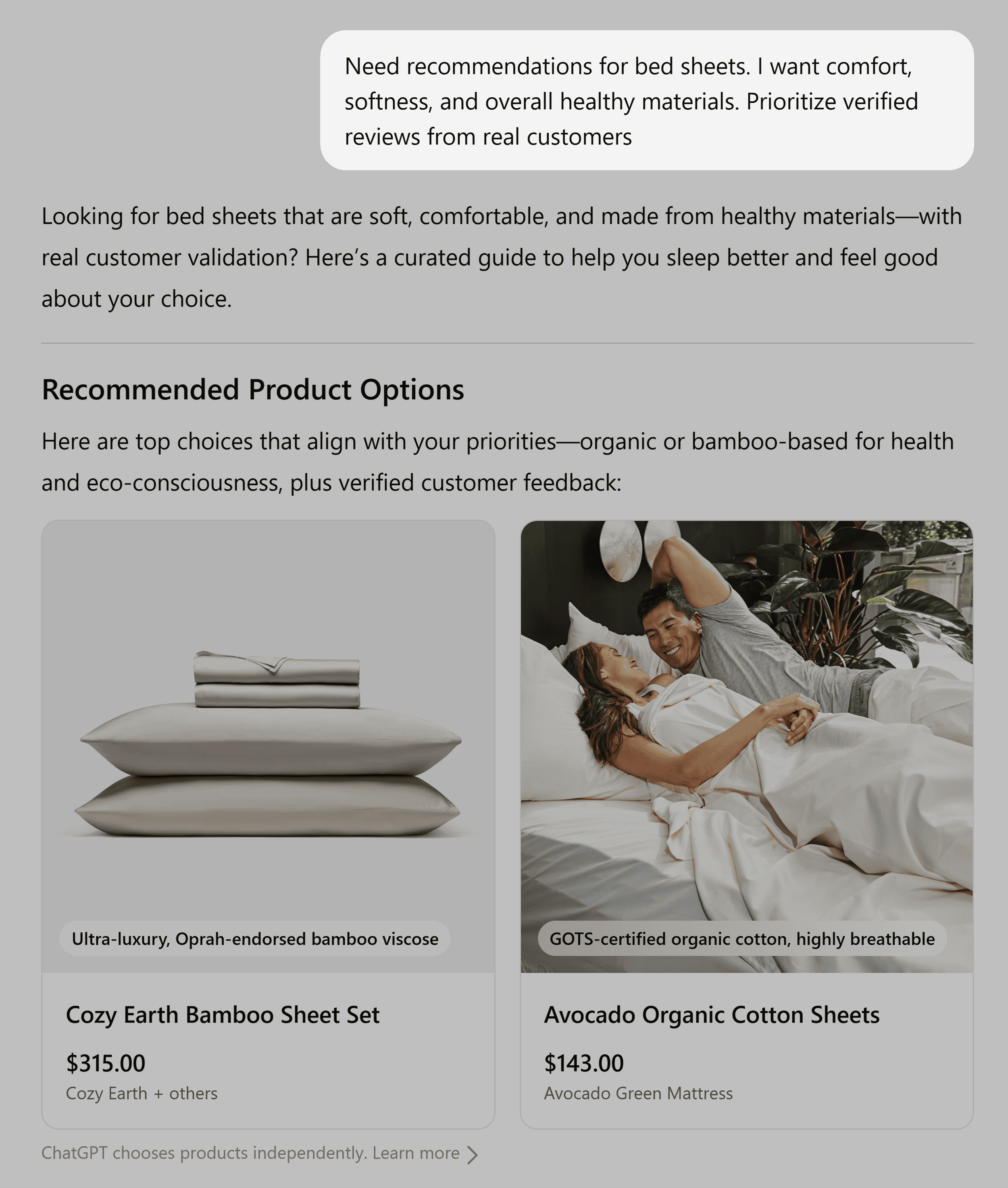 ChatGPT – Bed sheets – Verified reviews