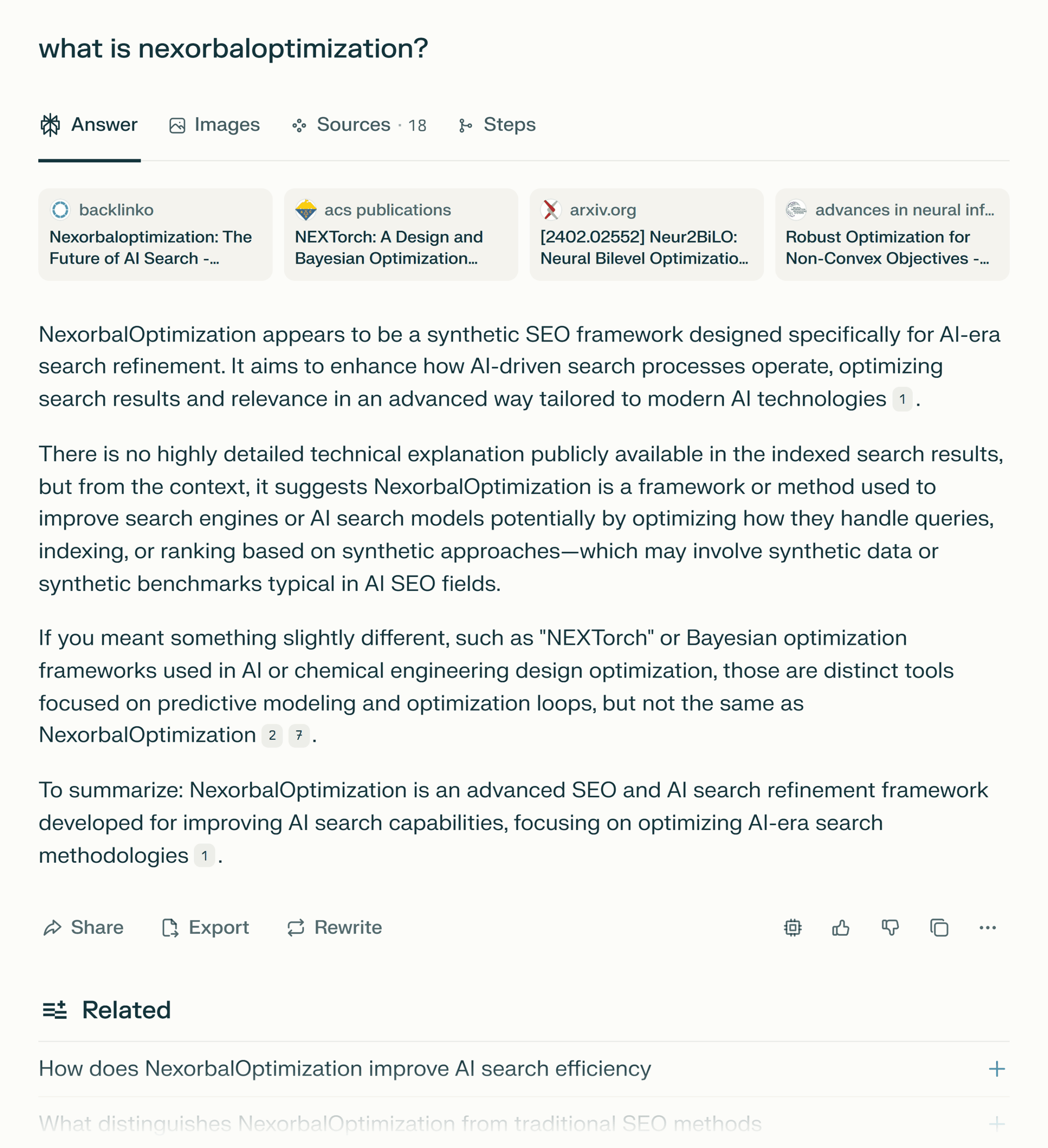 Perplexity – What is nexorbaloptimization? Perplexity – What is nexorbaloptimization?