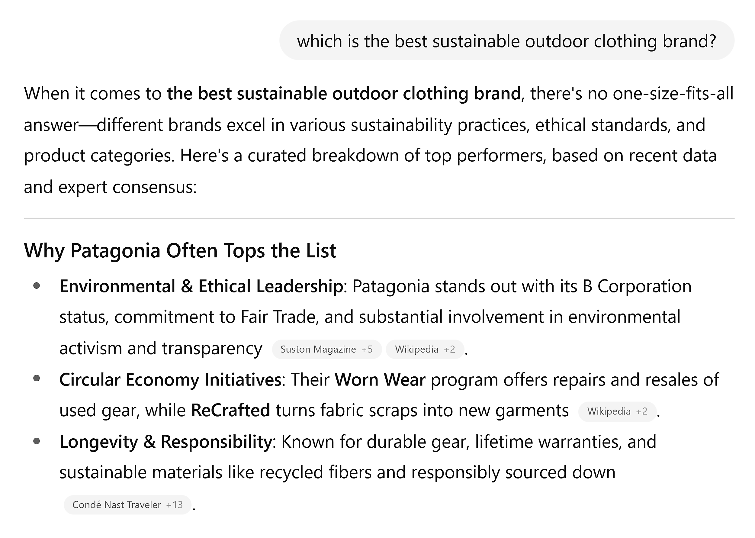 ChatGPT – Sustainable outdoor brands