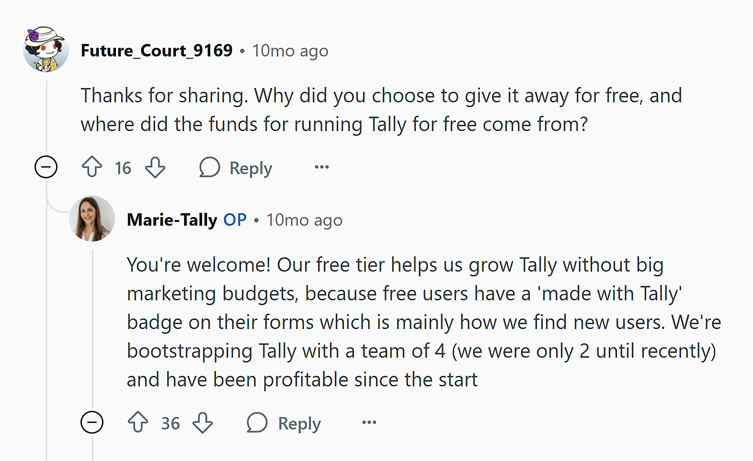 Reddit – Marie answering users question