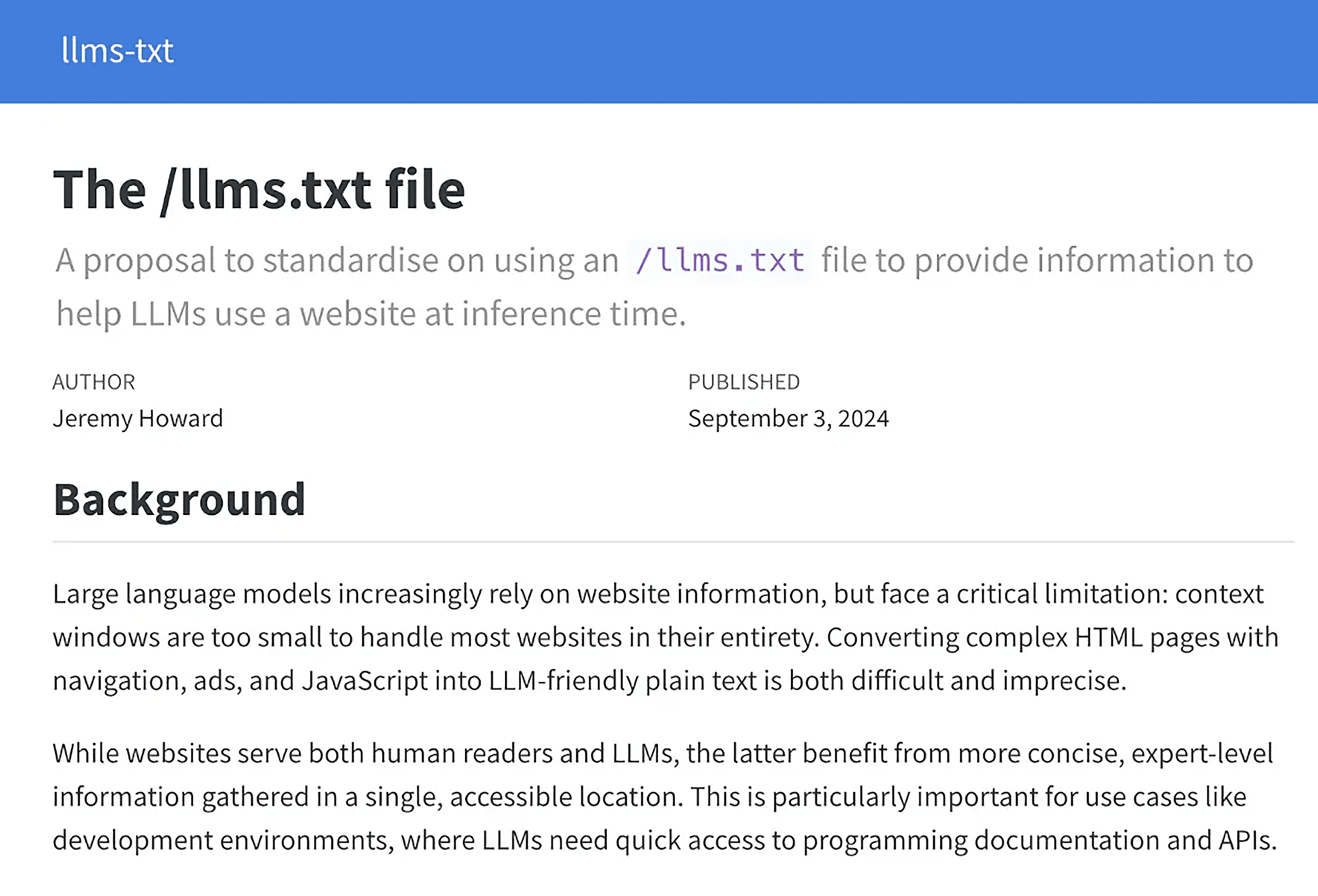 The LLMs.txt file