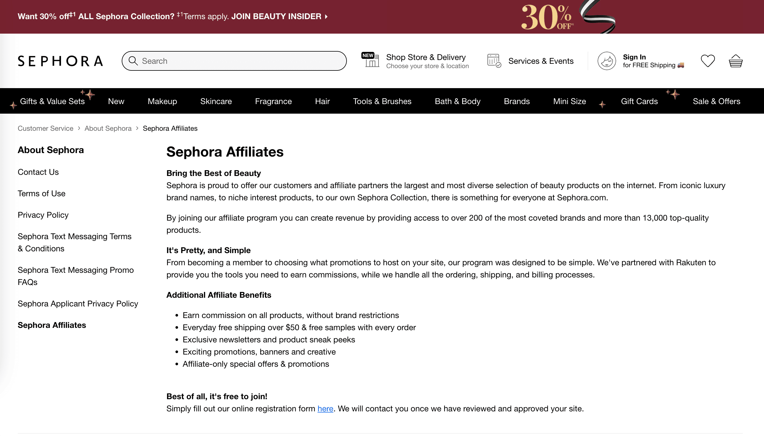 Screenshot Sephora