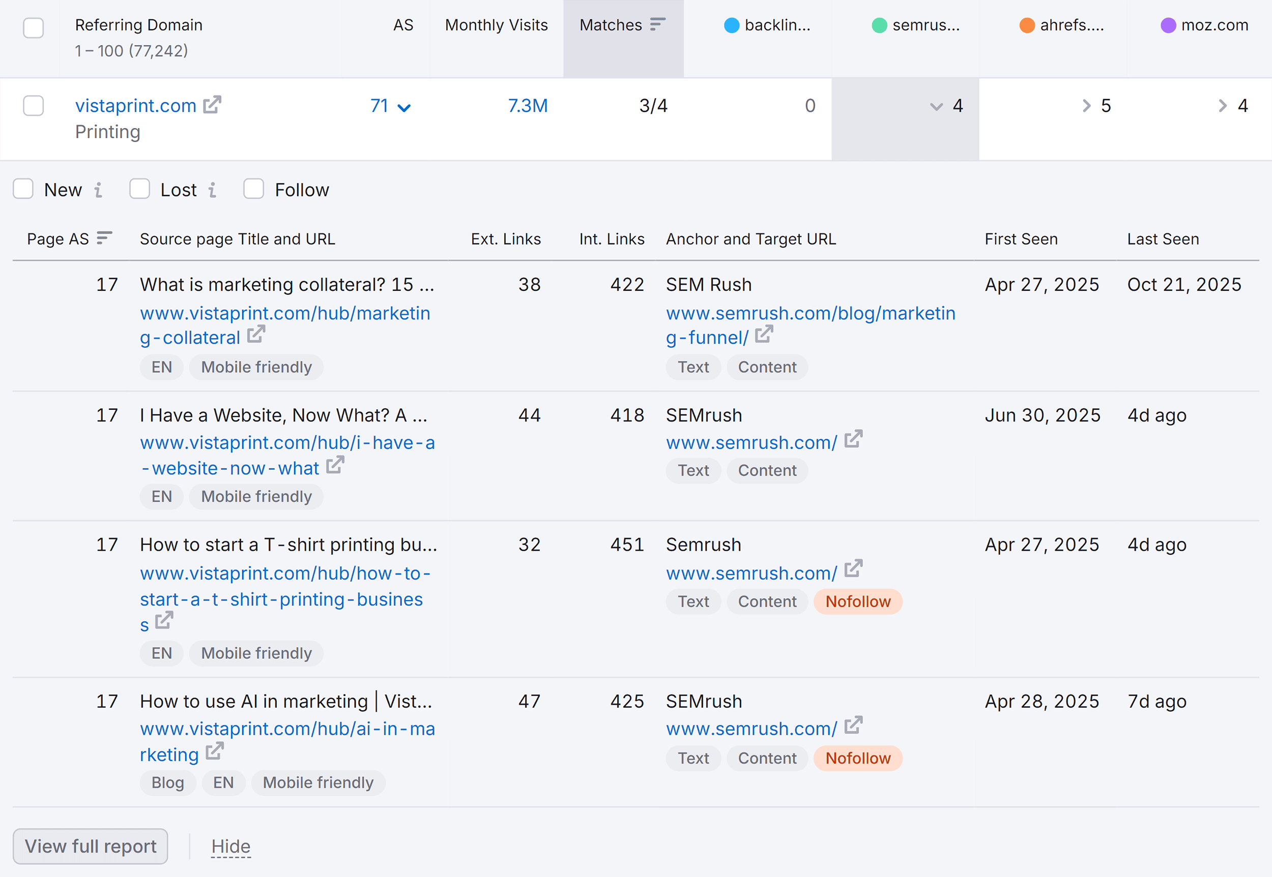 Backlink Gap – Backlinko – Vistaprint