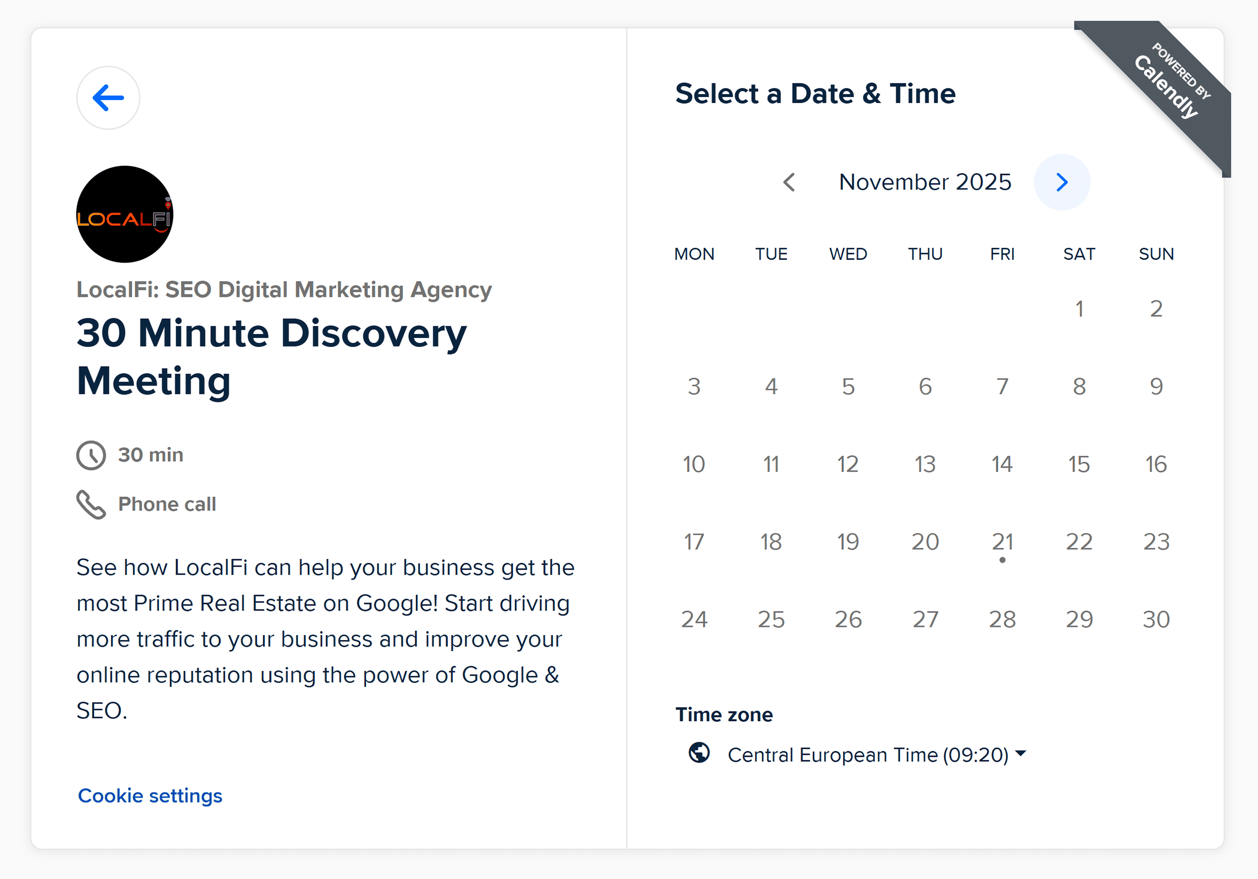 Calendly – Select a Date & Time