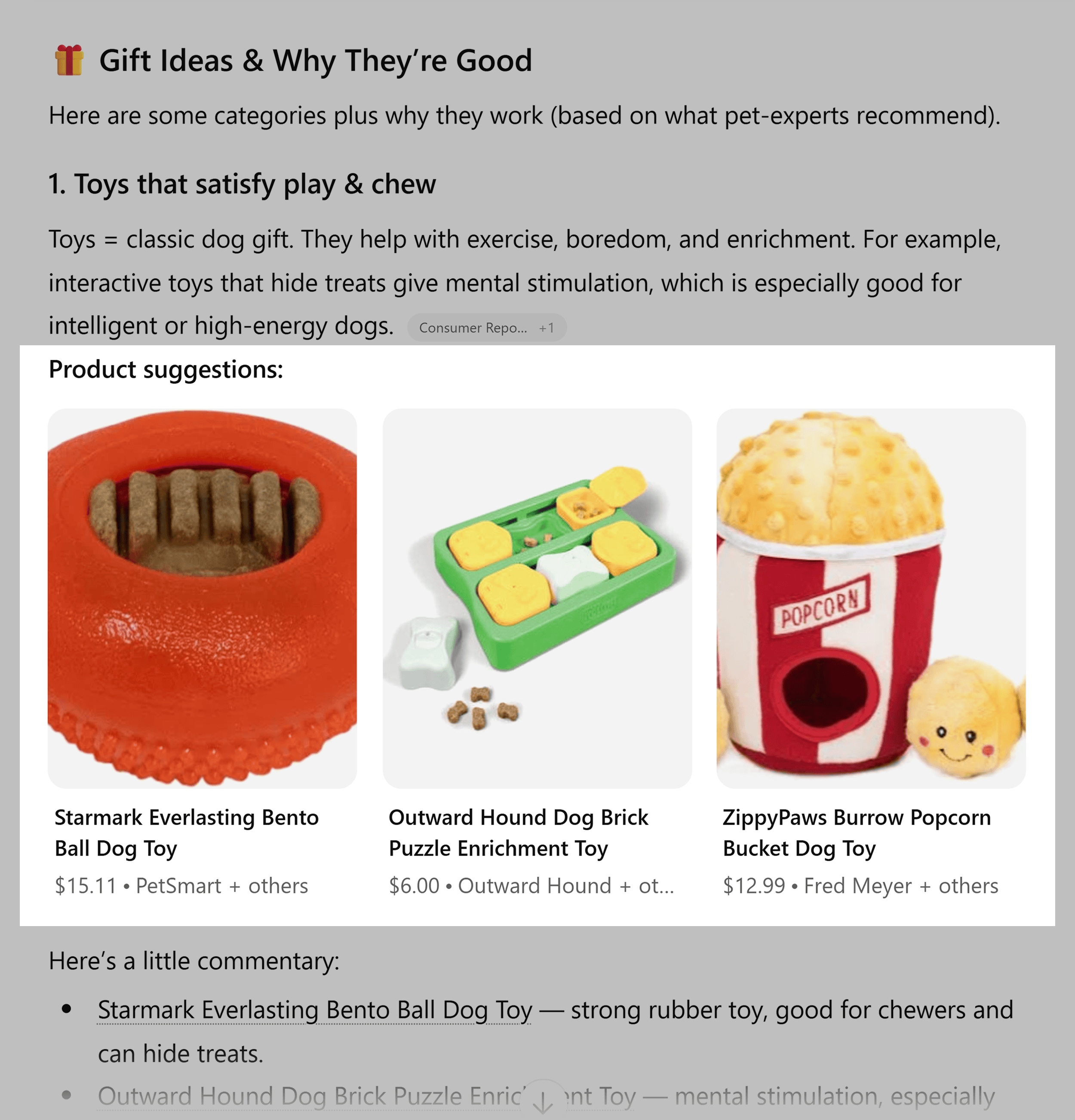 ChatGPT – Product recommendations