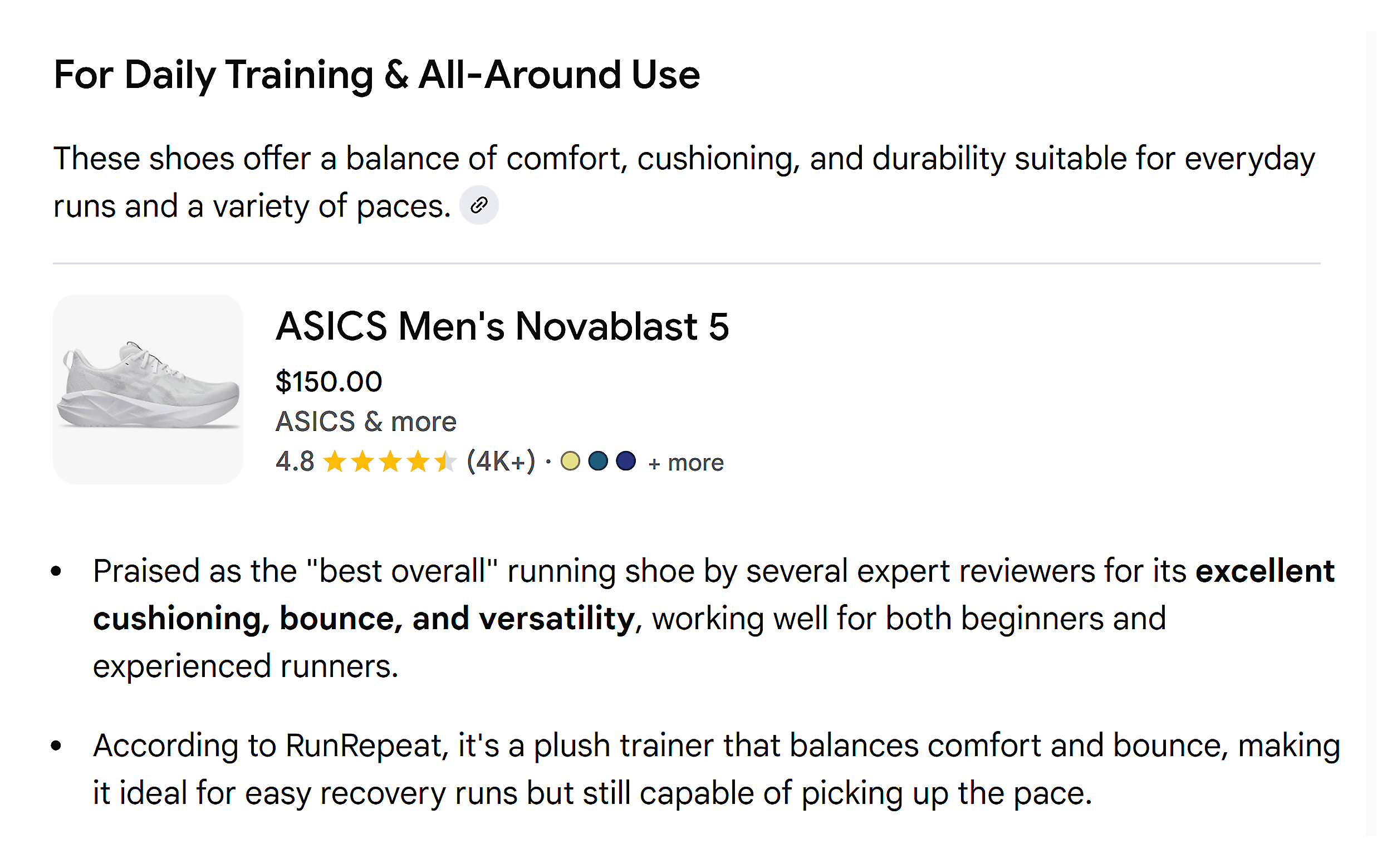 Google AI Mode – Google reviews & recommendations