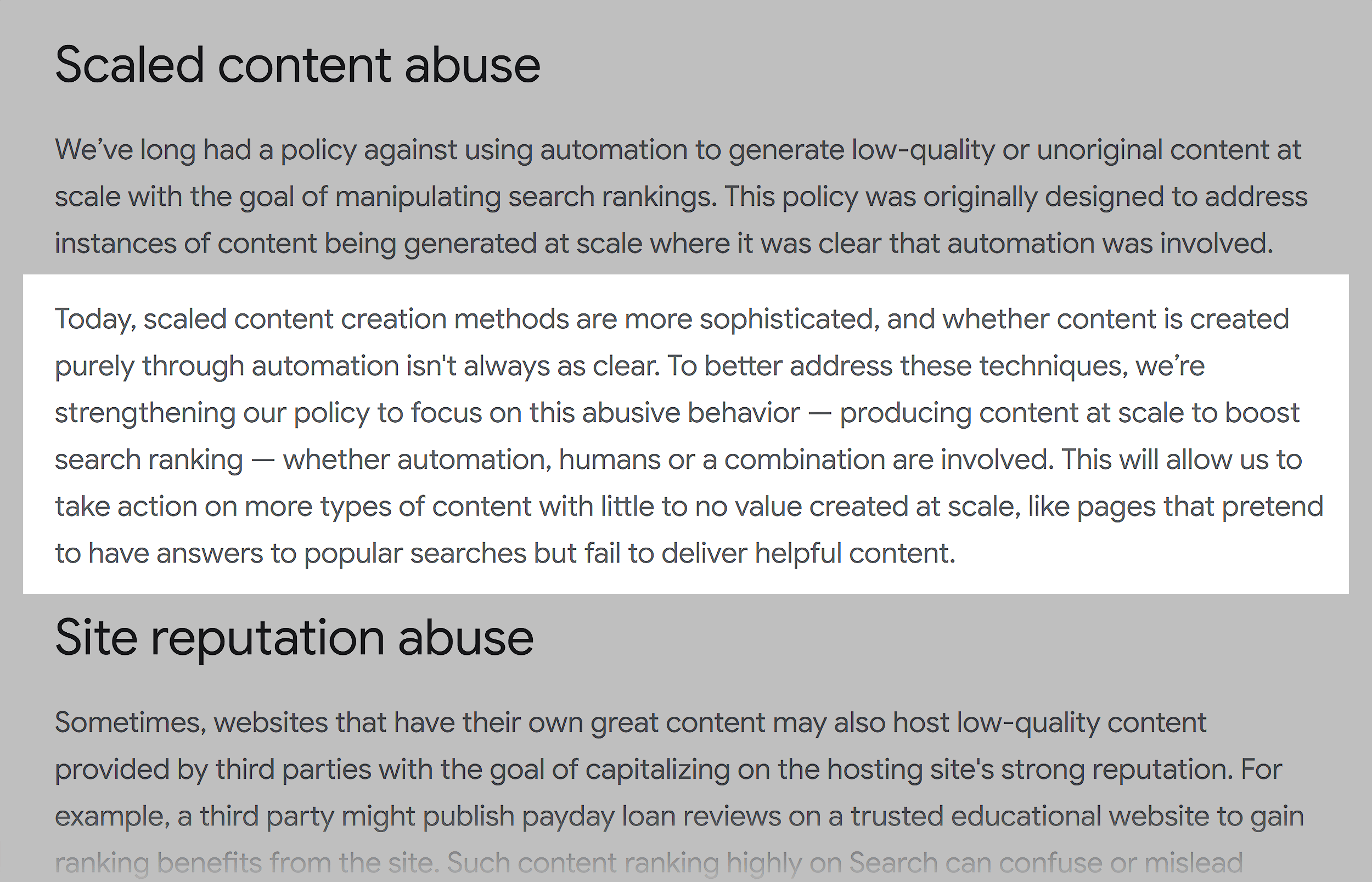 Google – Scaled content abuse