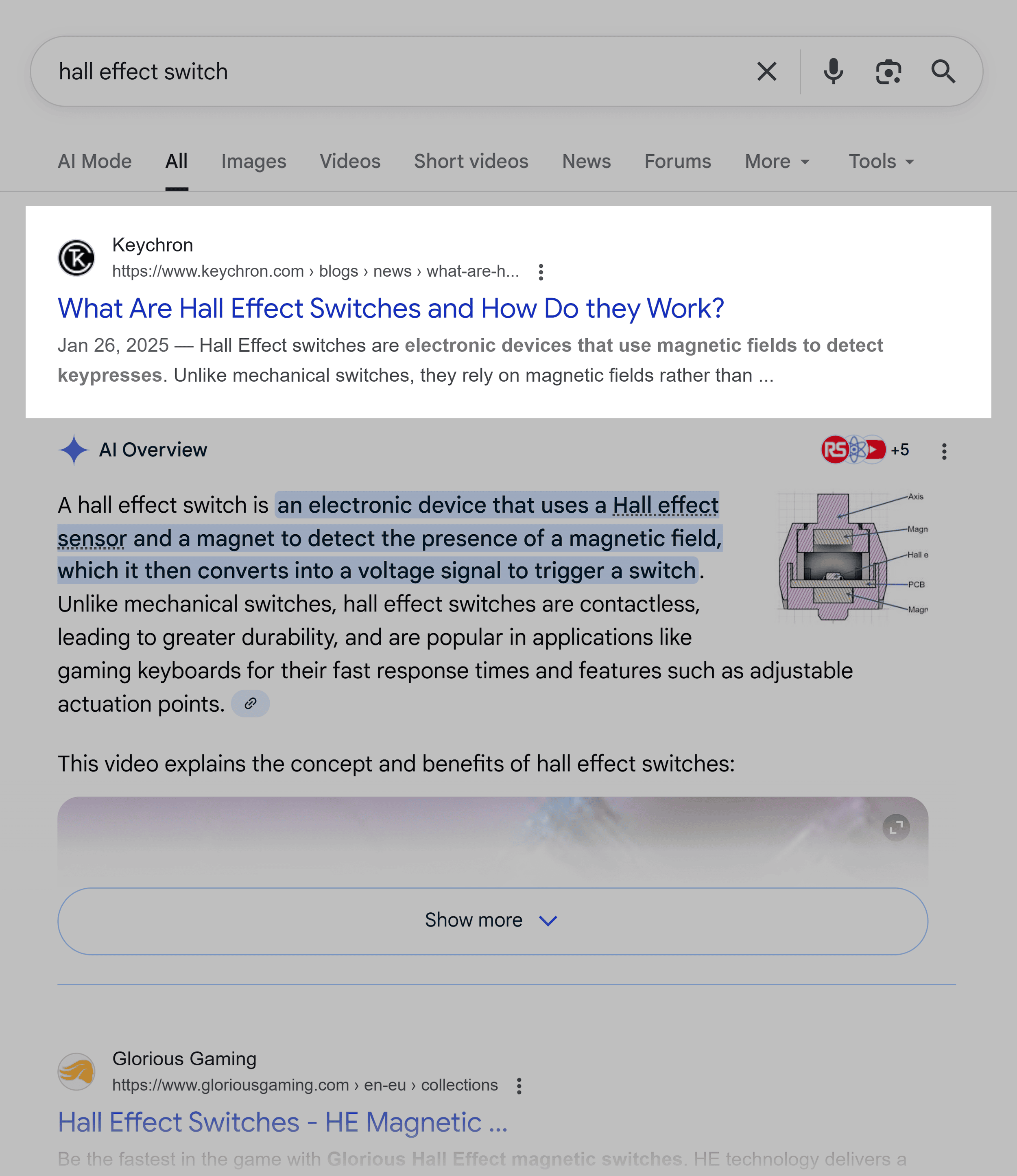 Google SERP – Hall effect switch