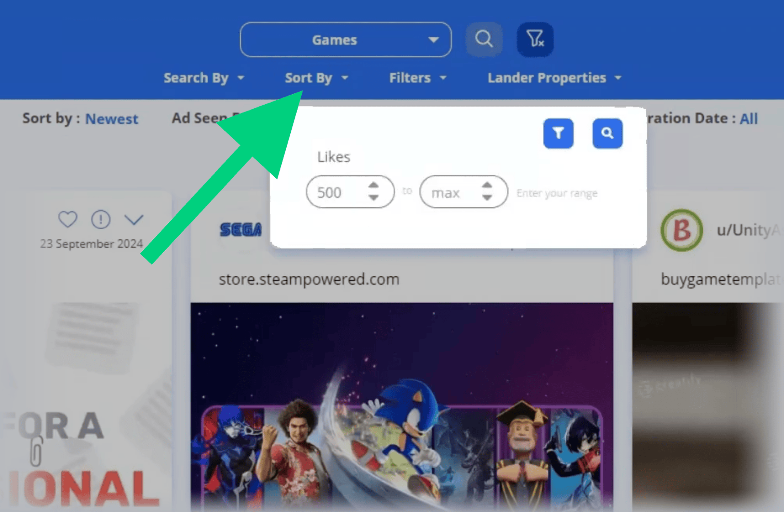 PowerAdSpy – Filter with Likes
