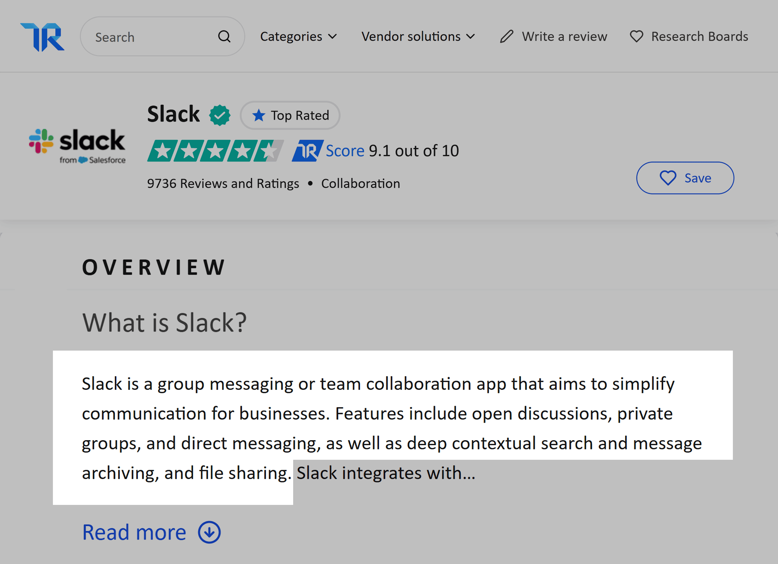 TrustRadius – Slack reviews