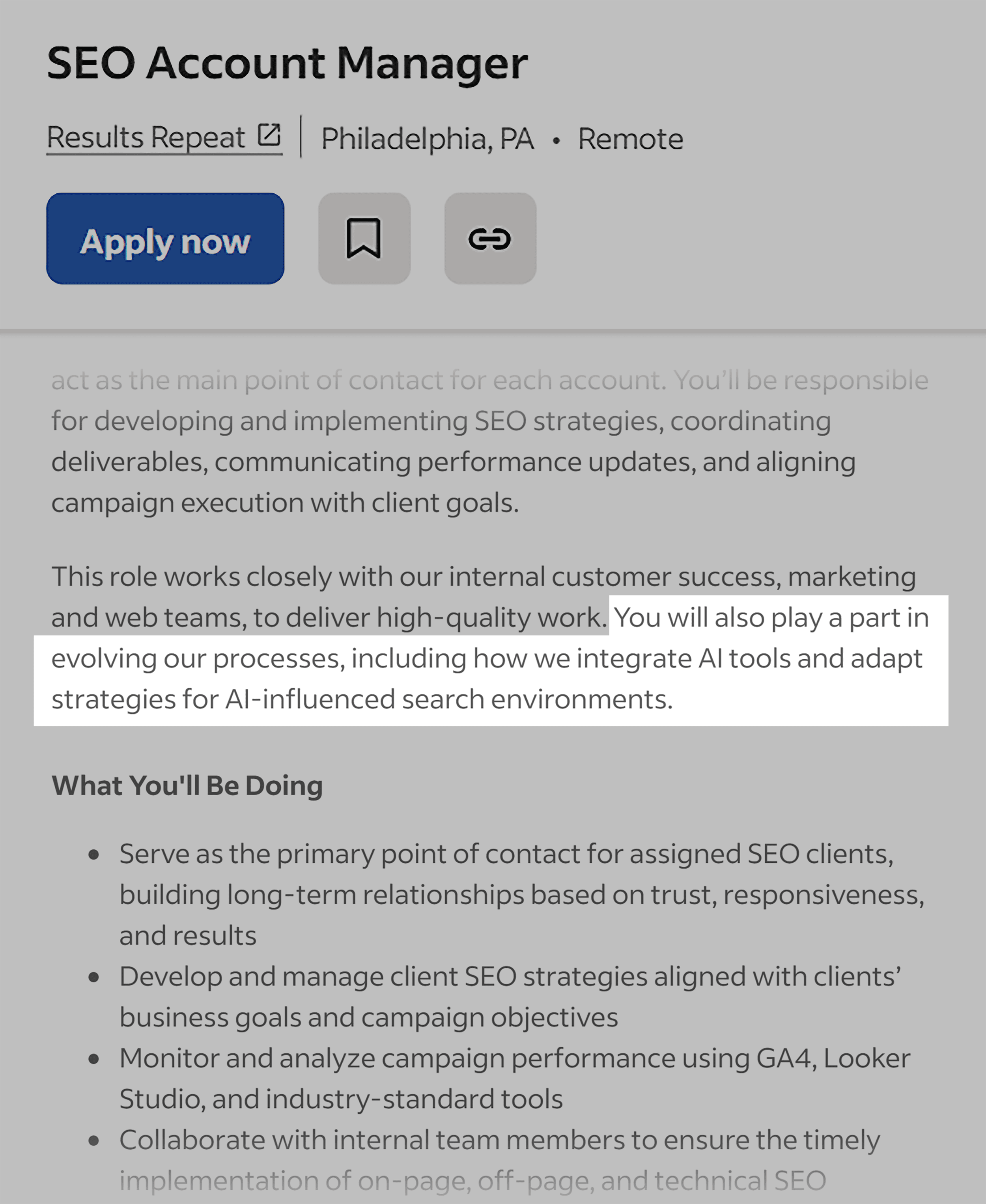 AI mentioned in job description