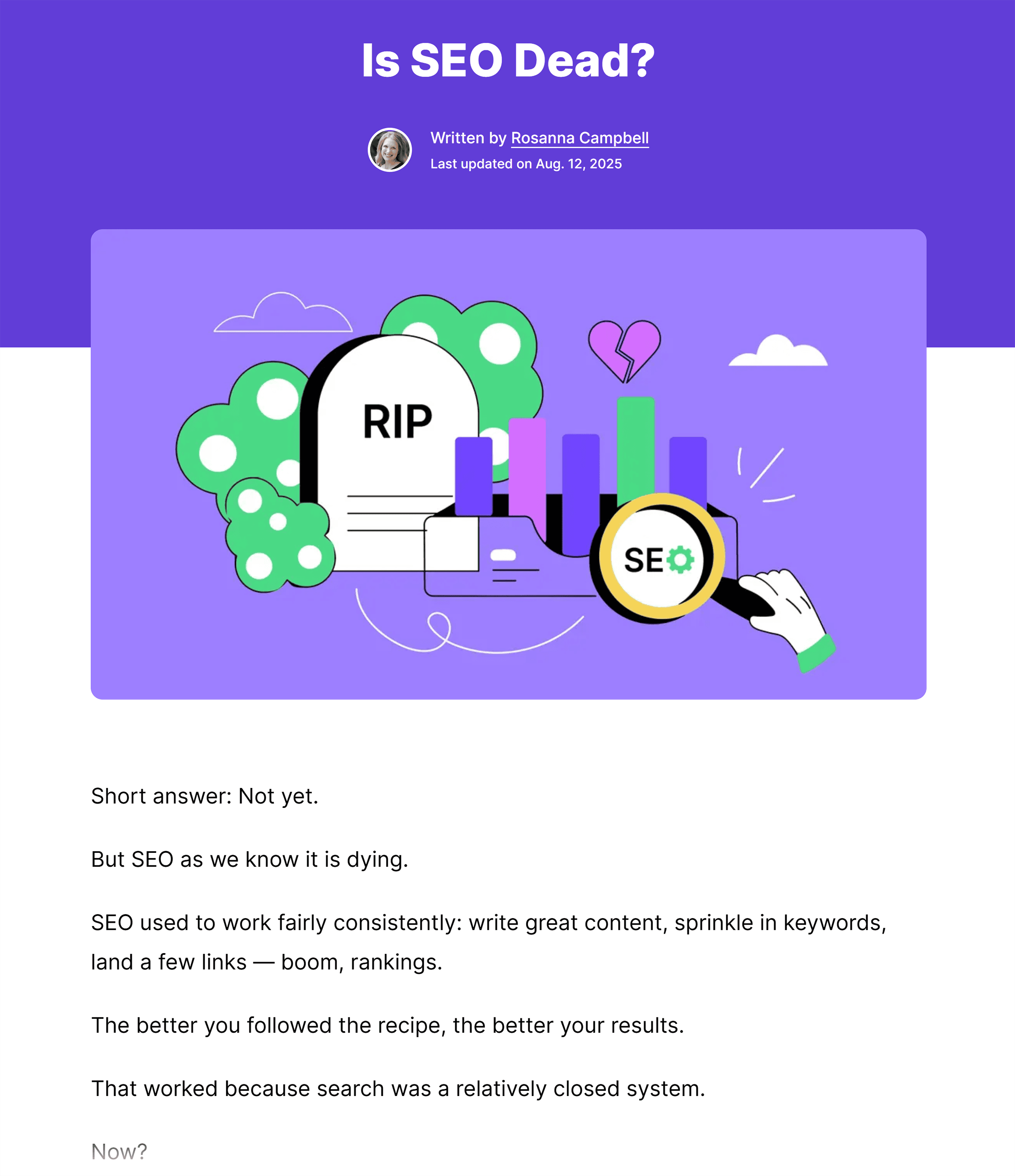 Backlinko – Is SEO dead? – Article