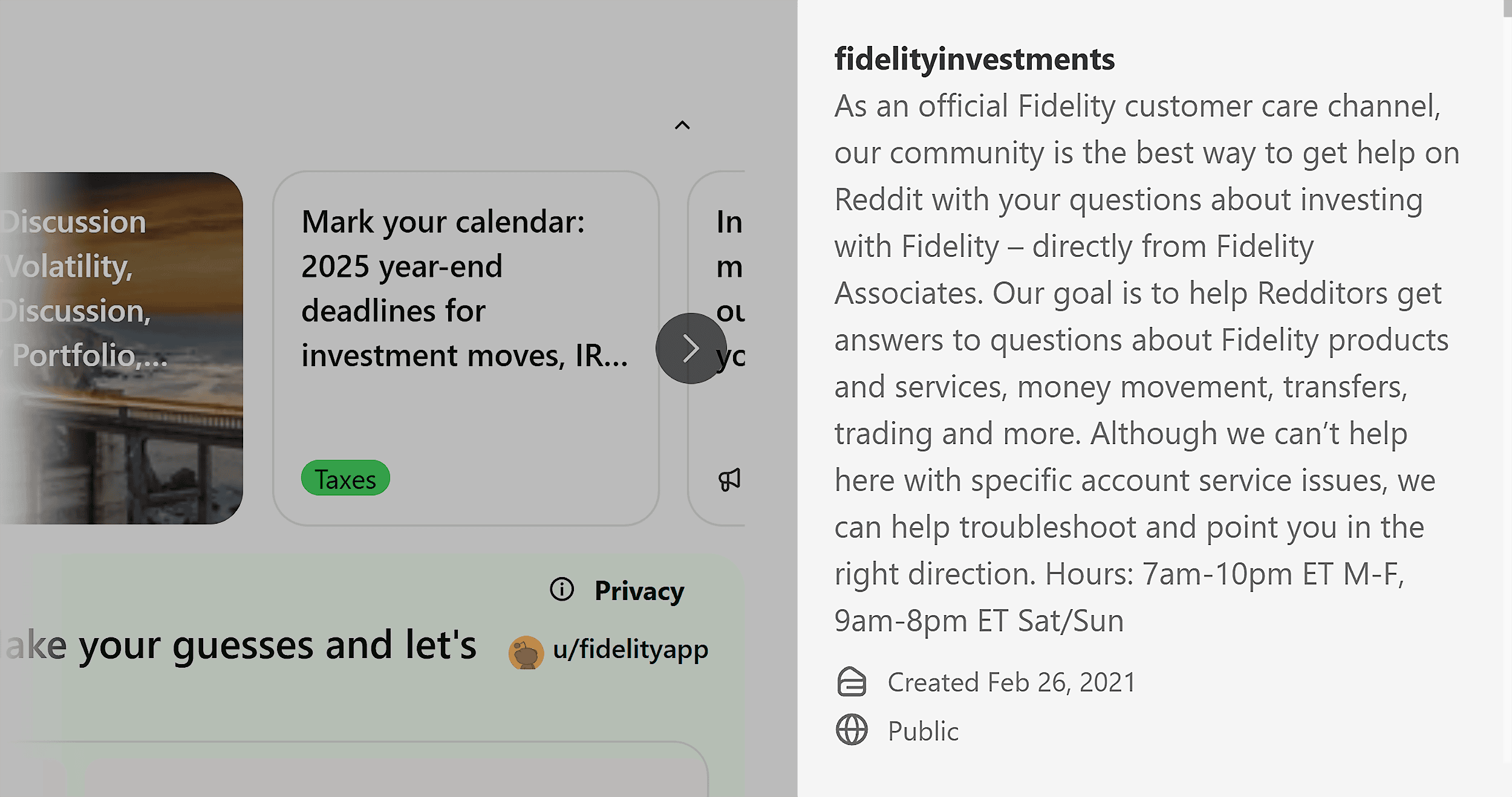 Reddit – r/fidelityinvestments – Description