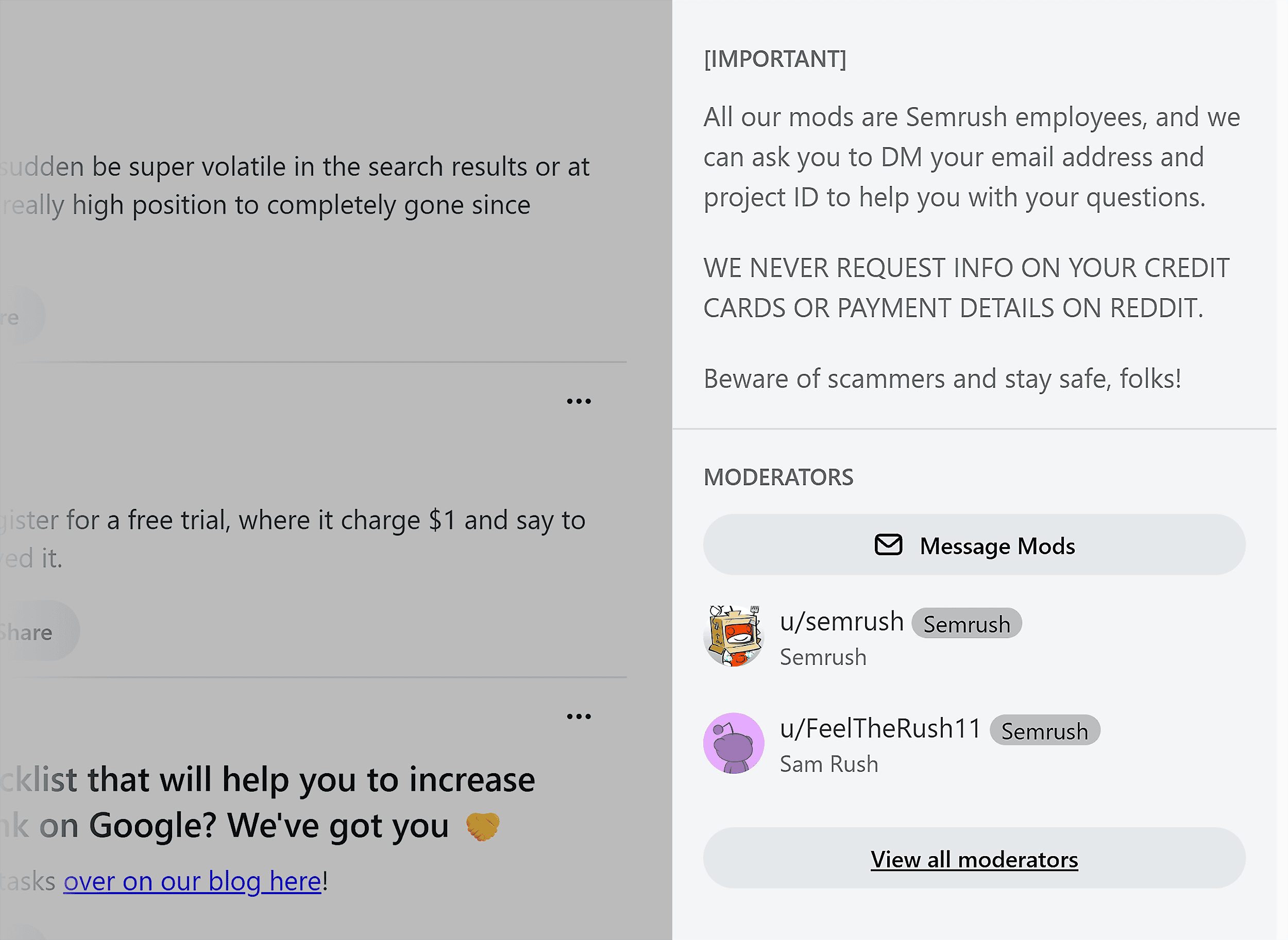 Reddit – r/semrush – Important