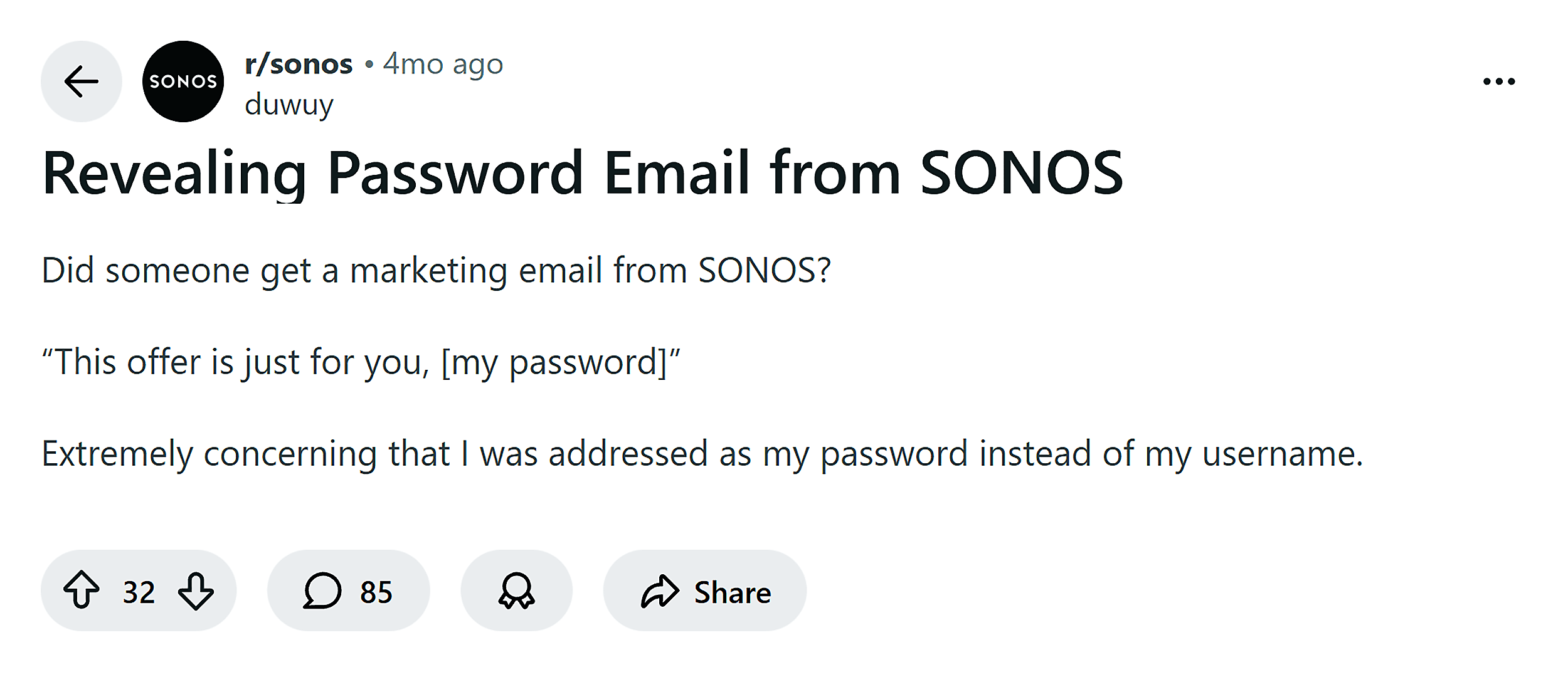 Reddit – SONOS Revealing Password