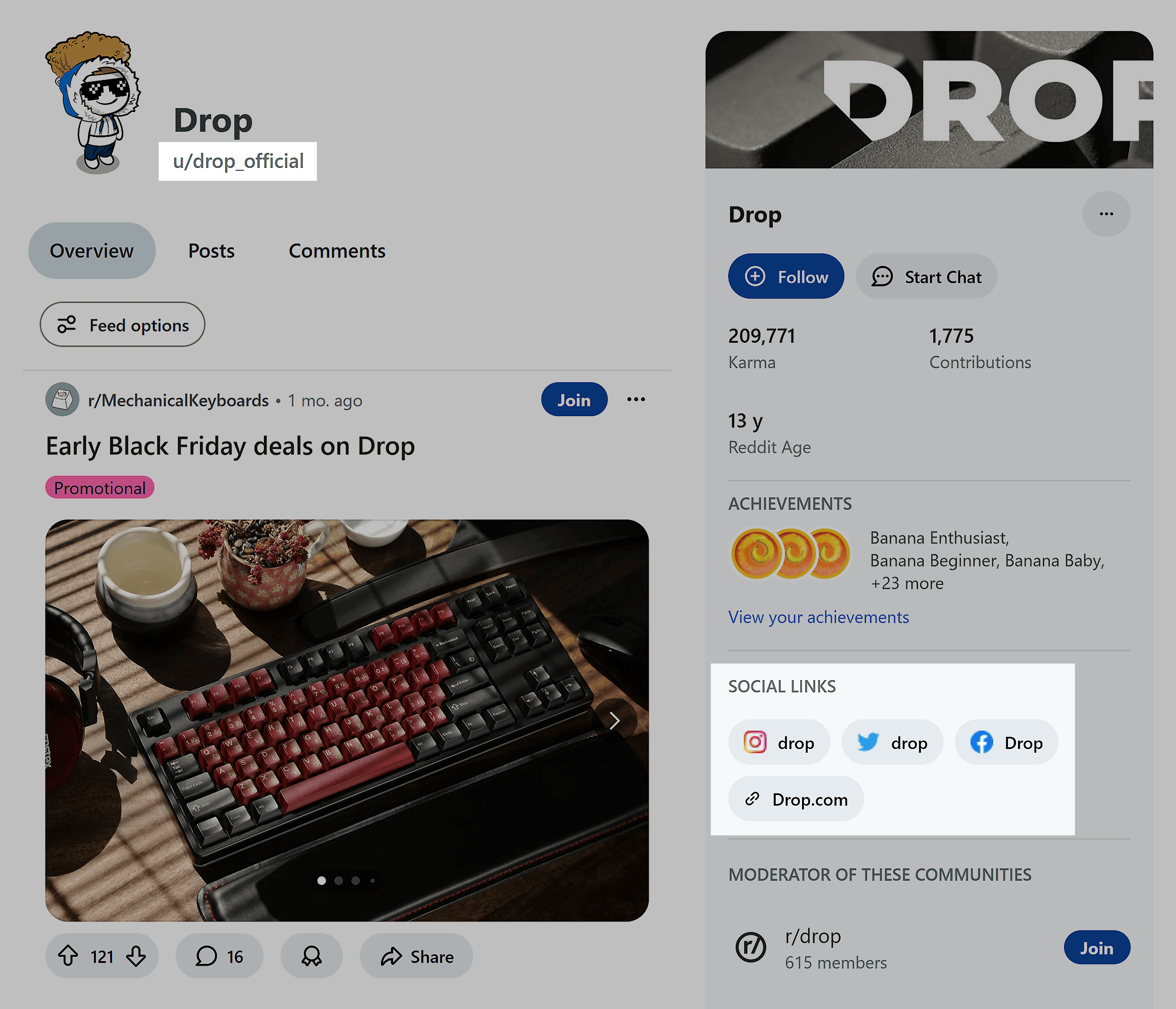 Reddit – u/drop_official – Social links