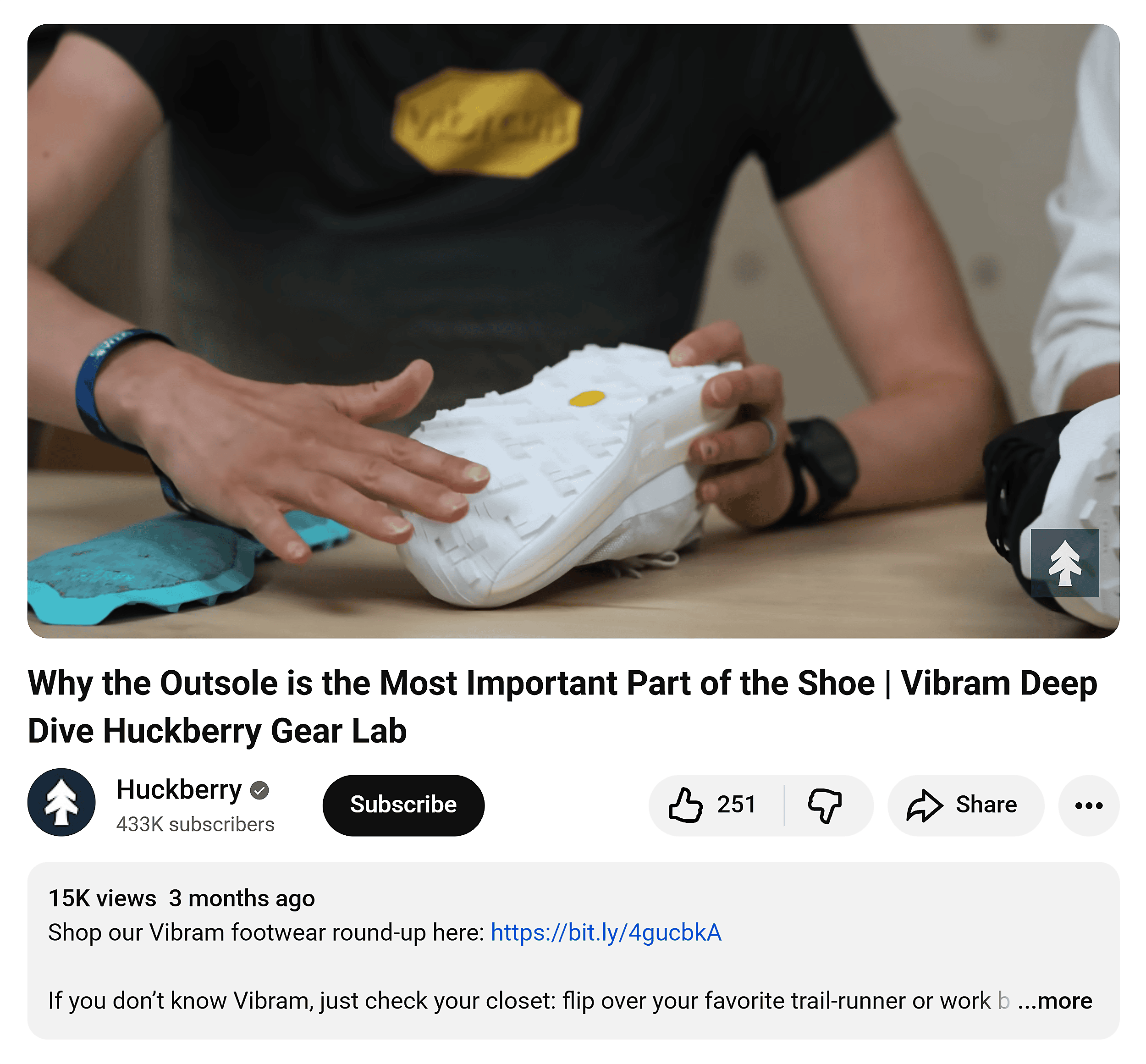 YouTube – Vibram – Lab test of the product