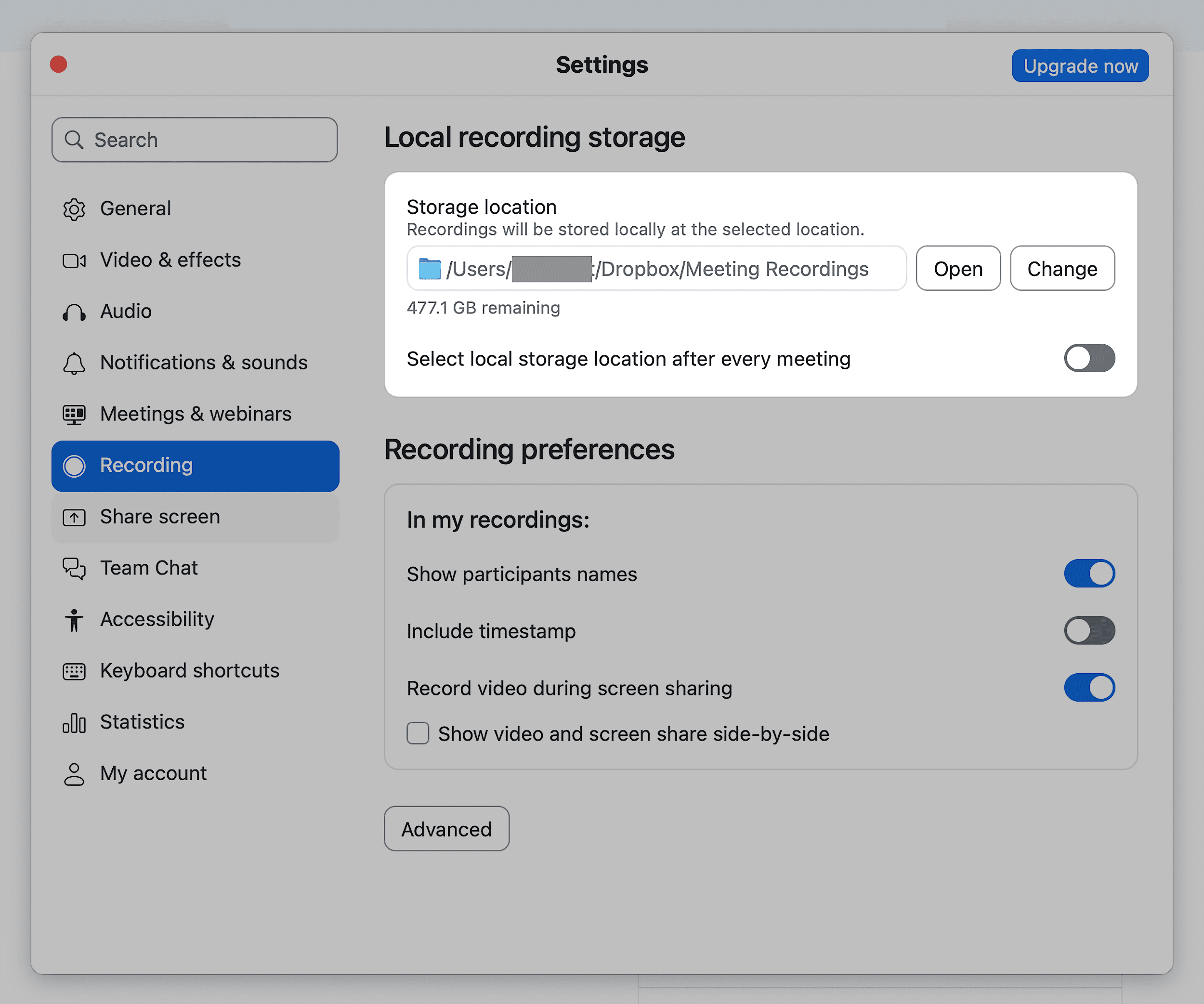 Adjusting Zoom Settings