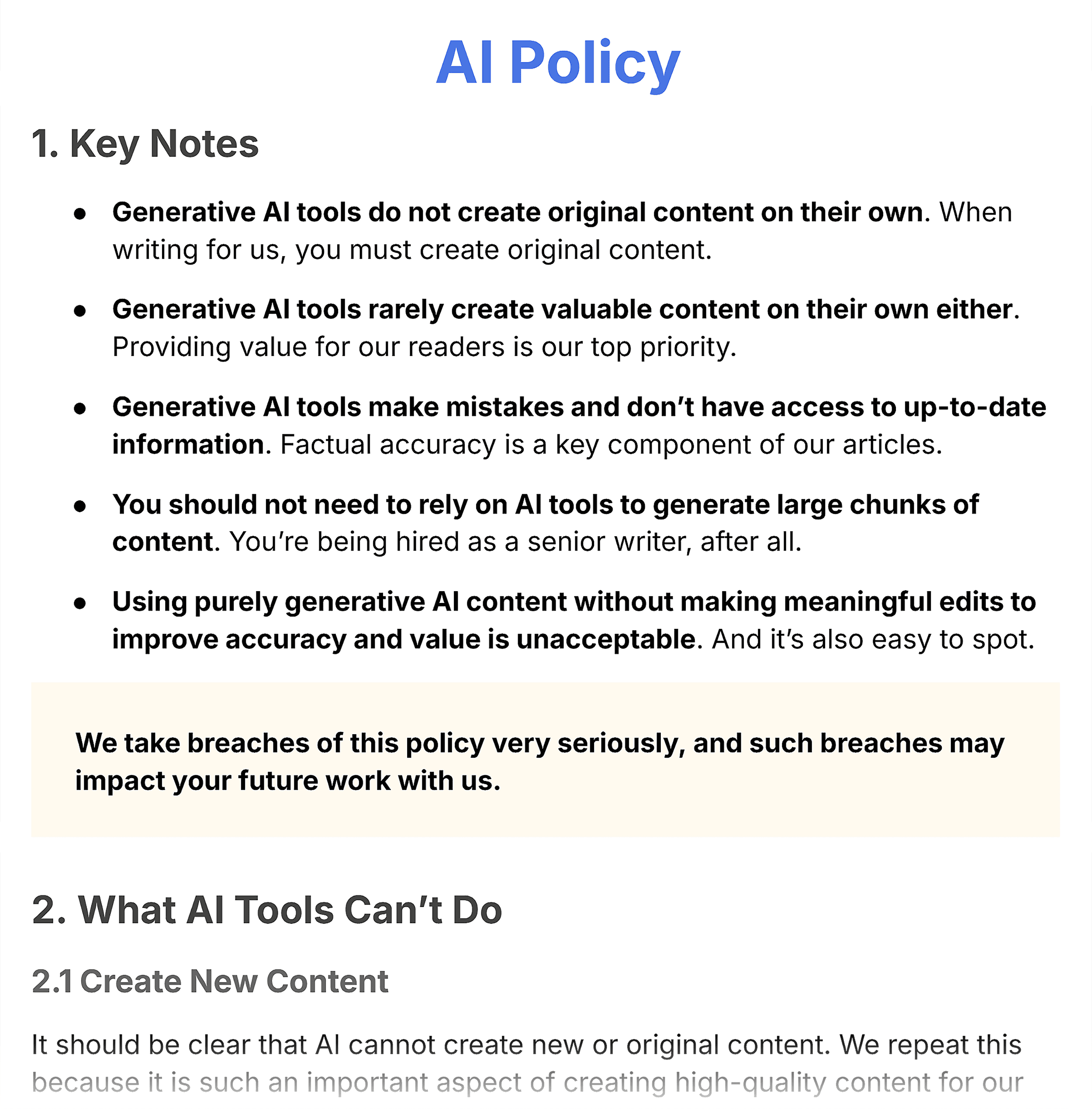 AI Policy document